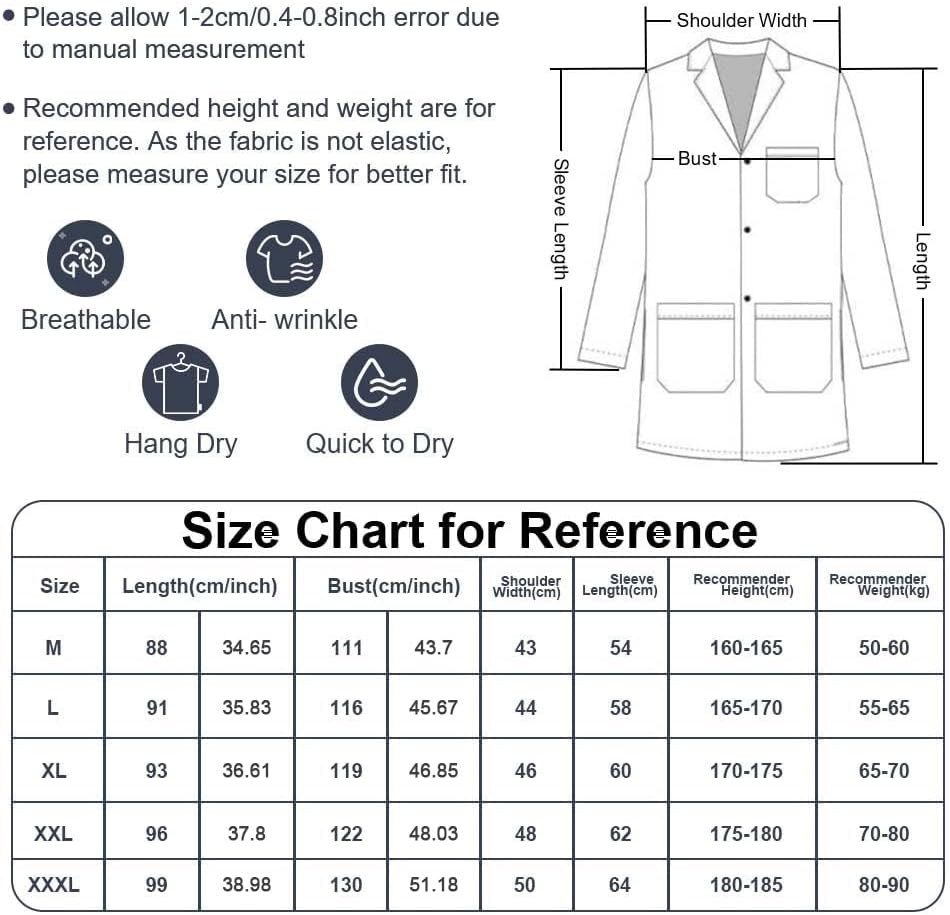 Thumbnail 5 de AUYAO Weißer Laborkittel Damen Herren 🥼