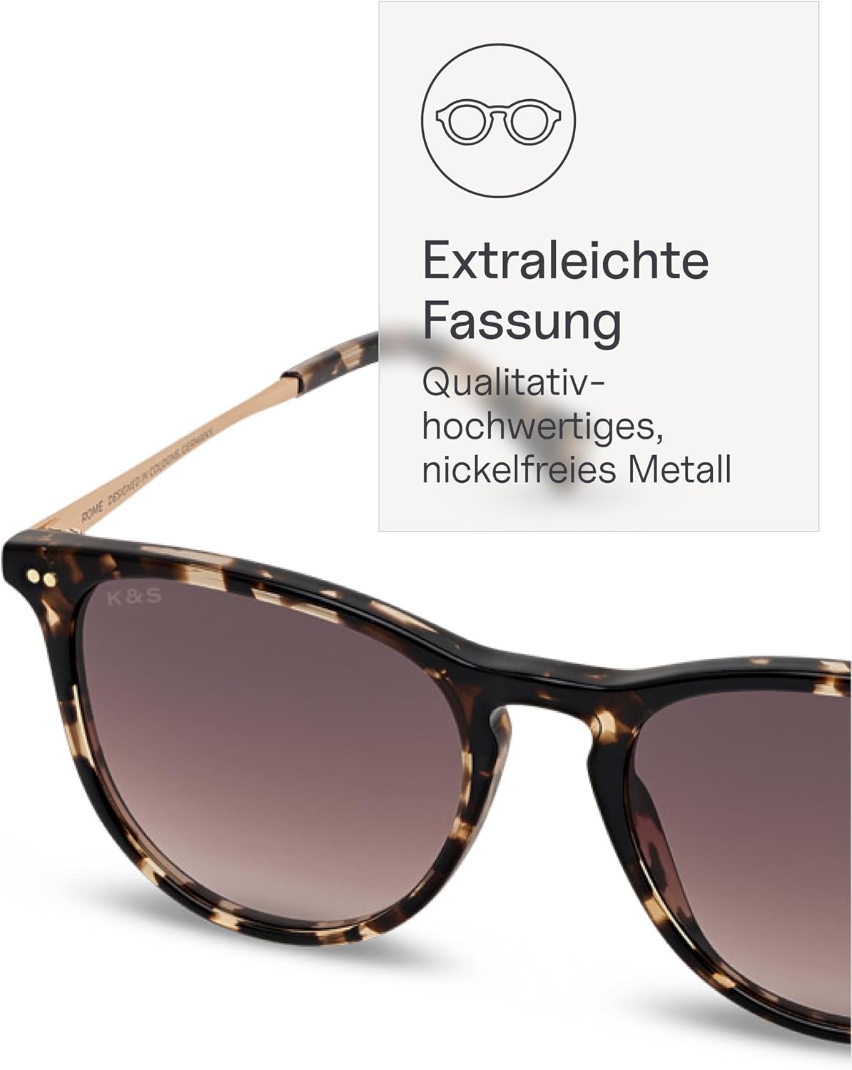 Detalle 2 de Kapten & Son Sonnenbrille Rome – Damen, schmal bis mittlere Kopfgrößen, runde Gläser mit UV-Schutz