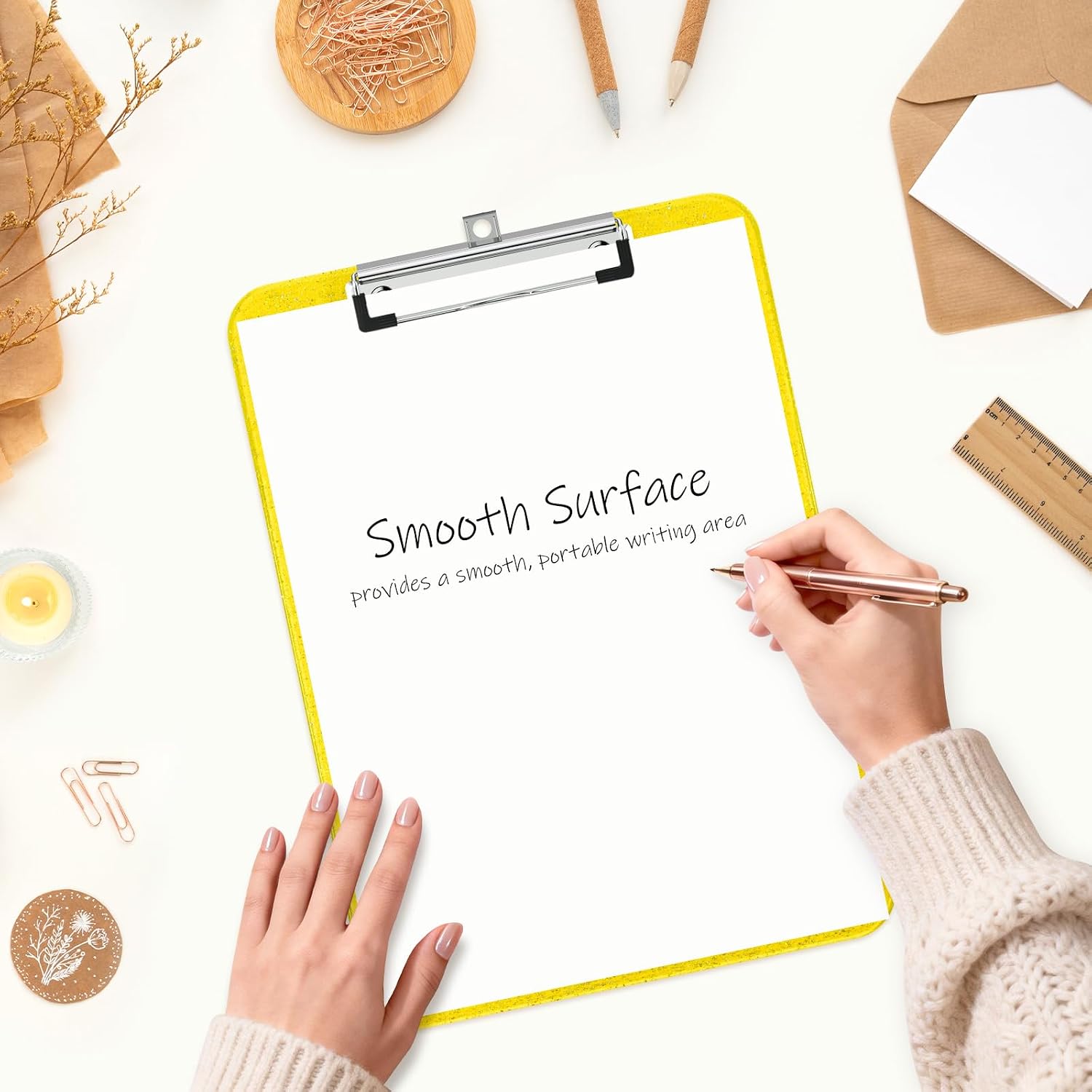 Thumbnail 6 de Zoenley Yellow Glitter Clipboard for Letter and A4 Sheets, 80-Sheet Clip