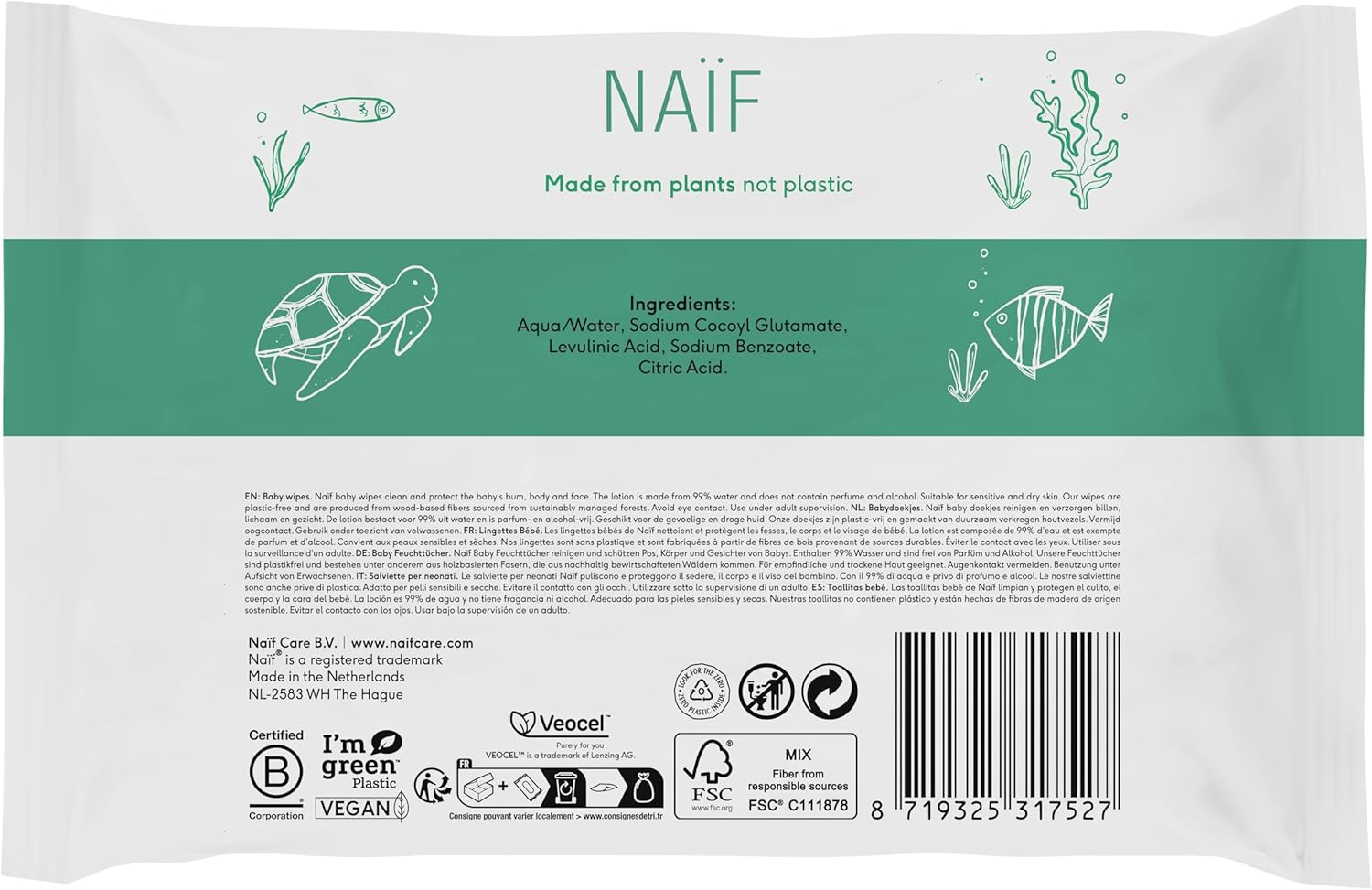 Thumbnail 2 de Naïf Salviette umidificate senza plastica – 864 pezzi (16 x 54) per bebé, corpo e viso