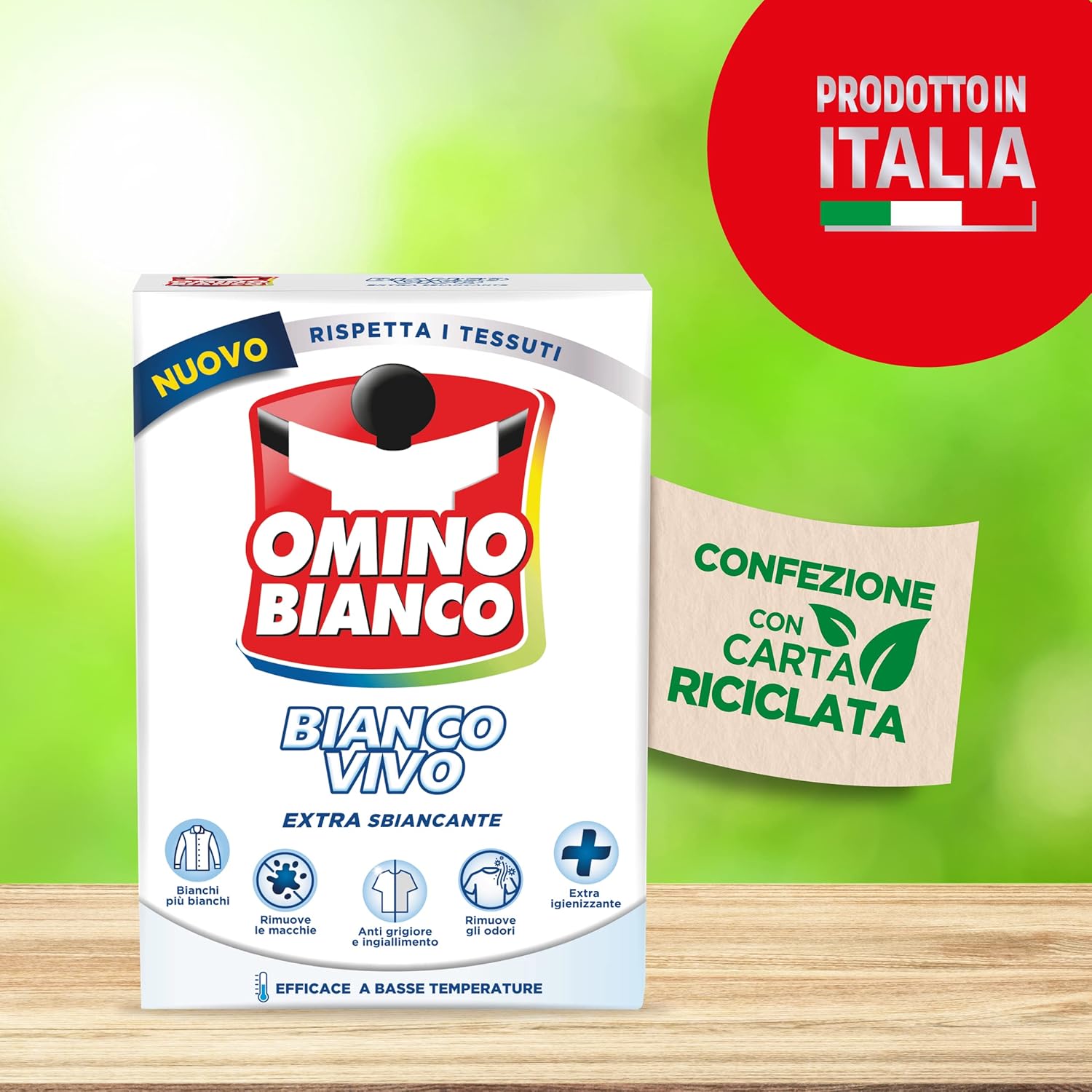 Detalle de Omino Bianco Bianco Vivo in Polvere - Additivo Lavatrice per Capelli Bianchi 500 g x 3