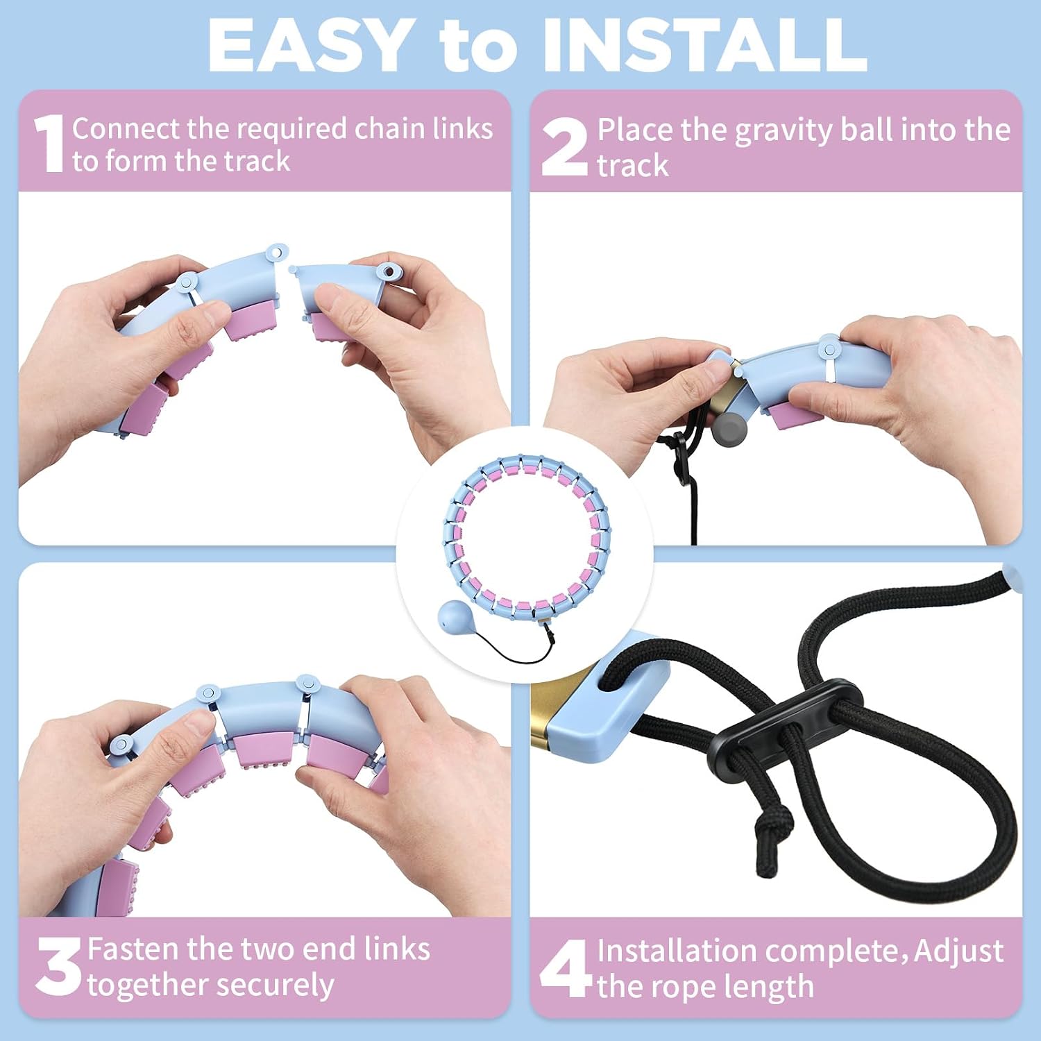 Detalle de HCOIW Weighted Infinity Fitness Hoop, 47-Inch with 24 Detachable Links