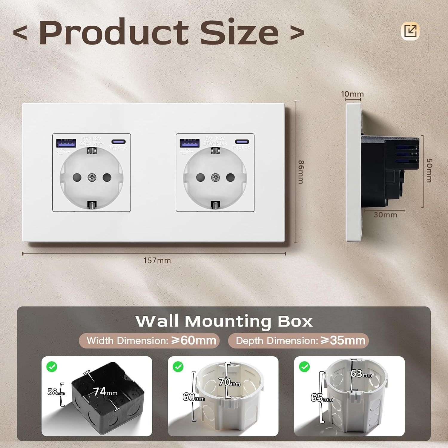 Detalle 2 de BSEED Enchufe 2G USB C 20W 16A