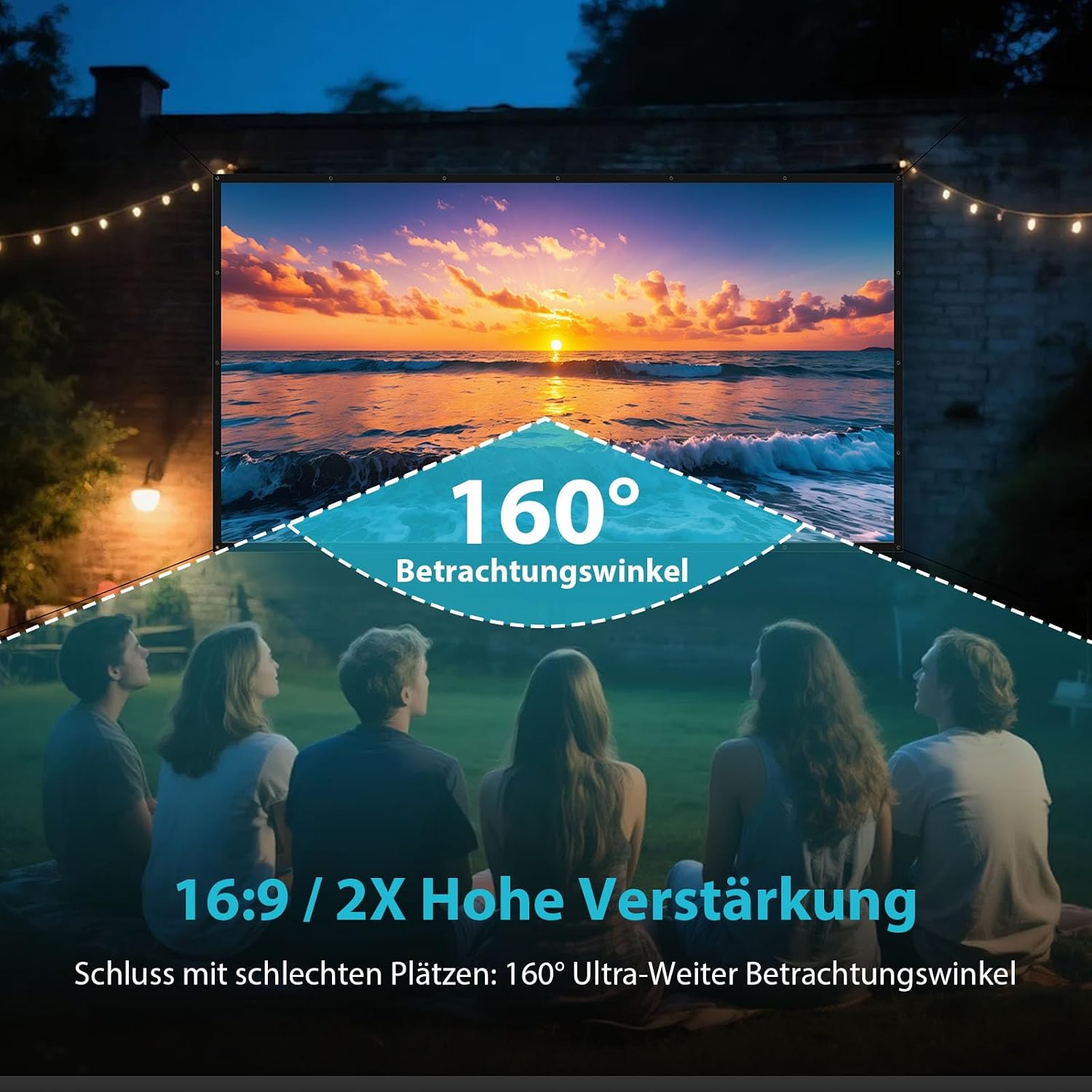 Detalle de Beamer Leinwand 100 Zoll Outdoor von LEORFI – Tragbare, faltbare Projektionswand für Indoor & Outdoor