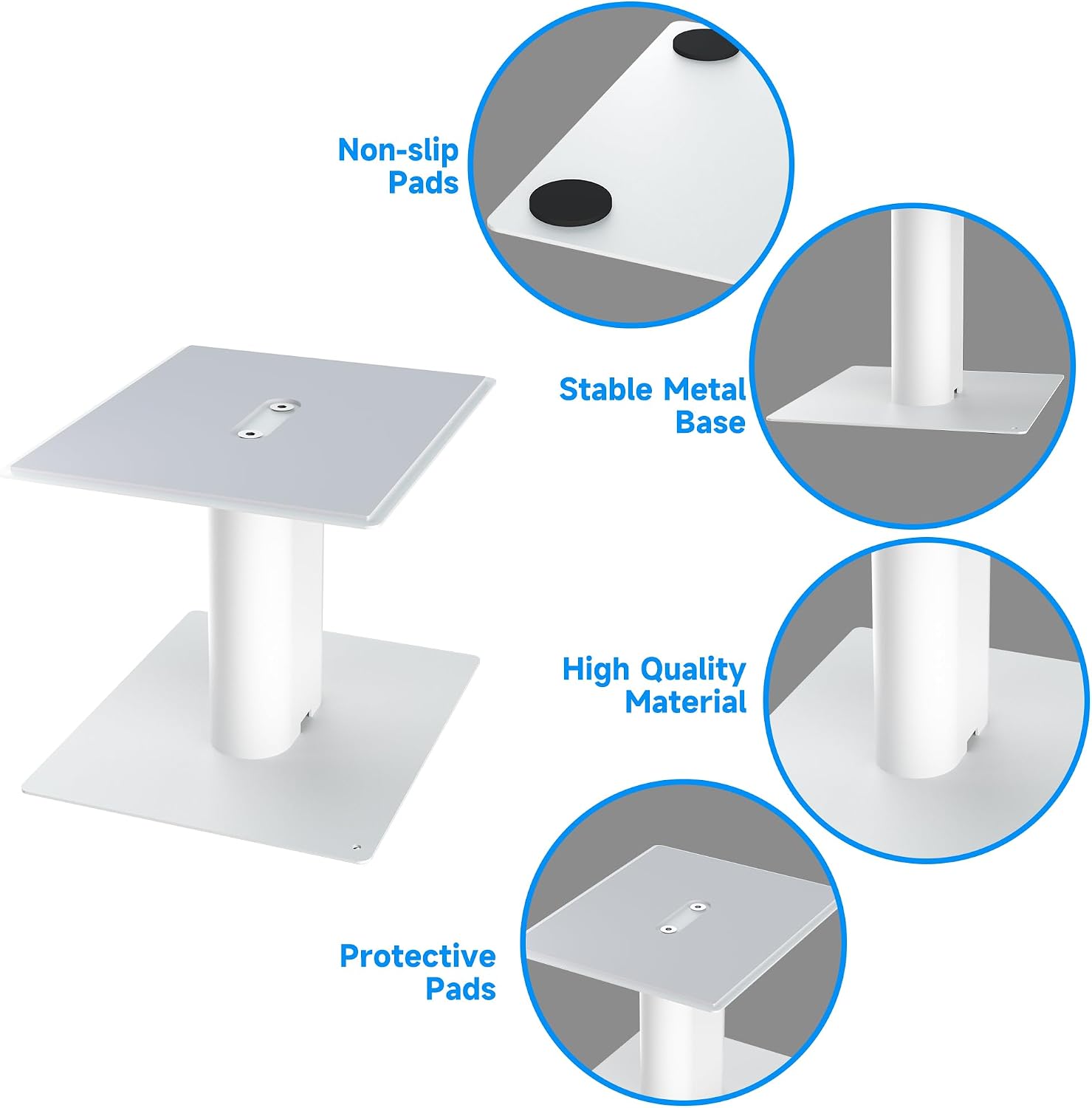 Detalle de suptek Desktop Speaker Stands Mount Set 157mm for Bookshelf Speakers – White SDM003MW