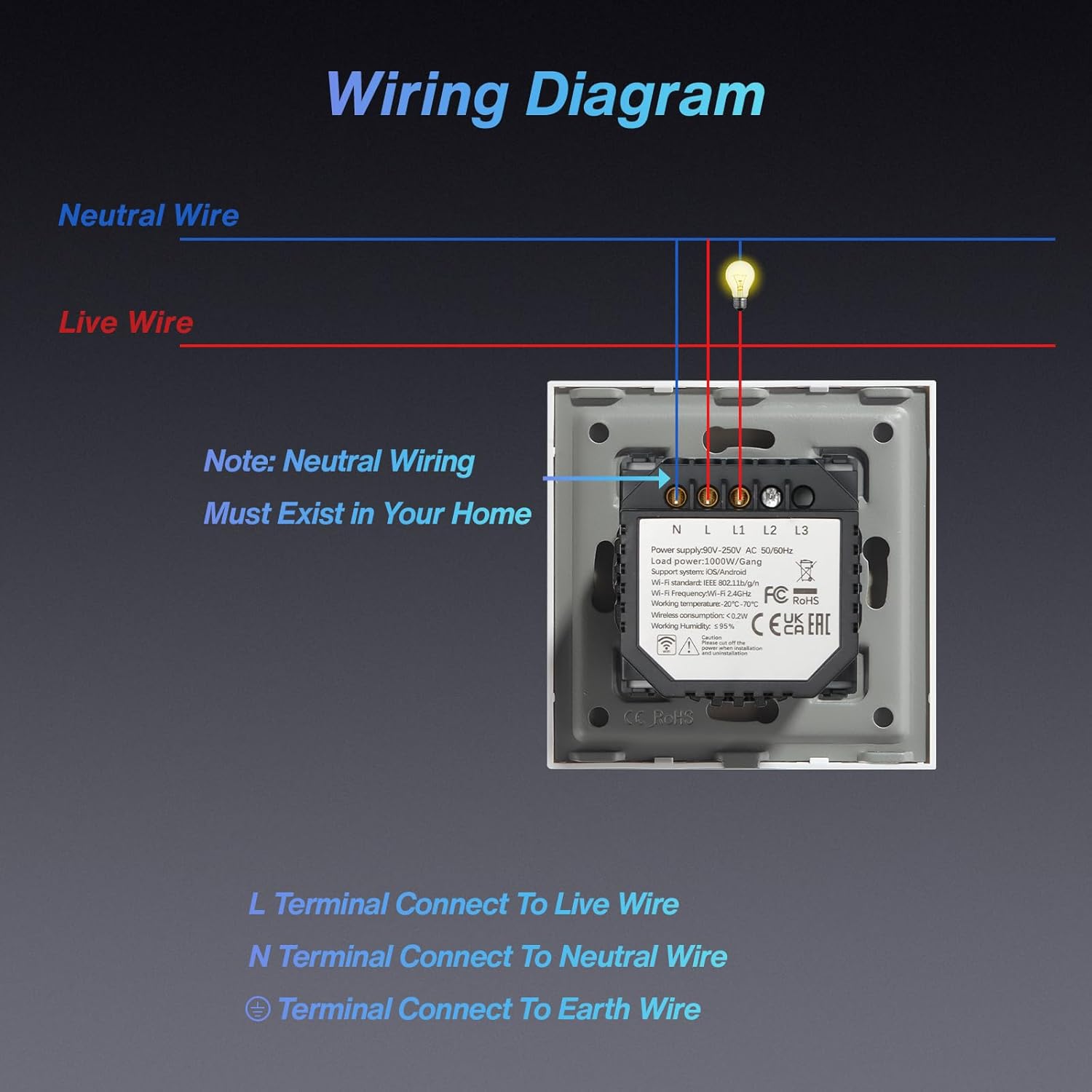 Thumbnail 4 de BSEED Smart Light Switch 1 Gang Glass Panel 💡