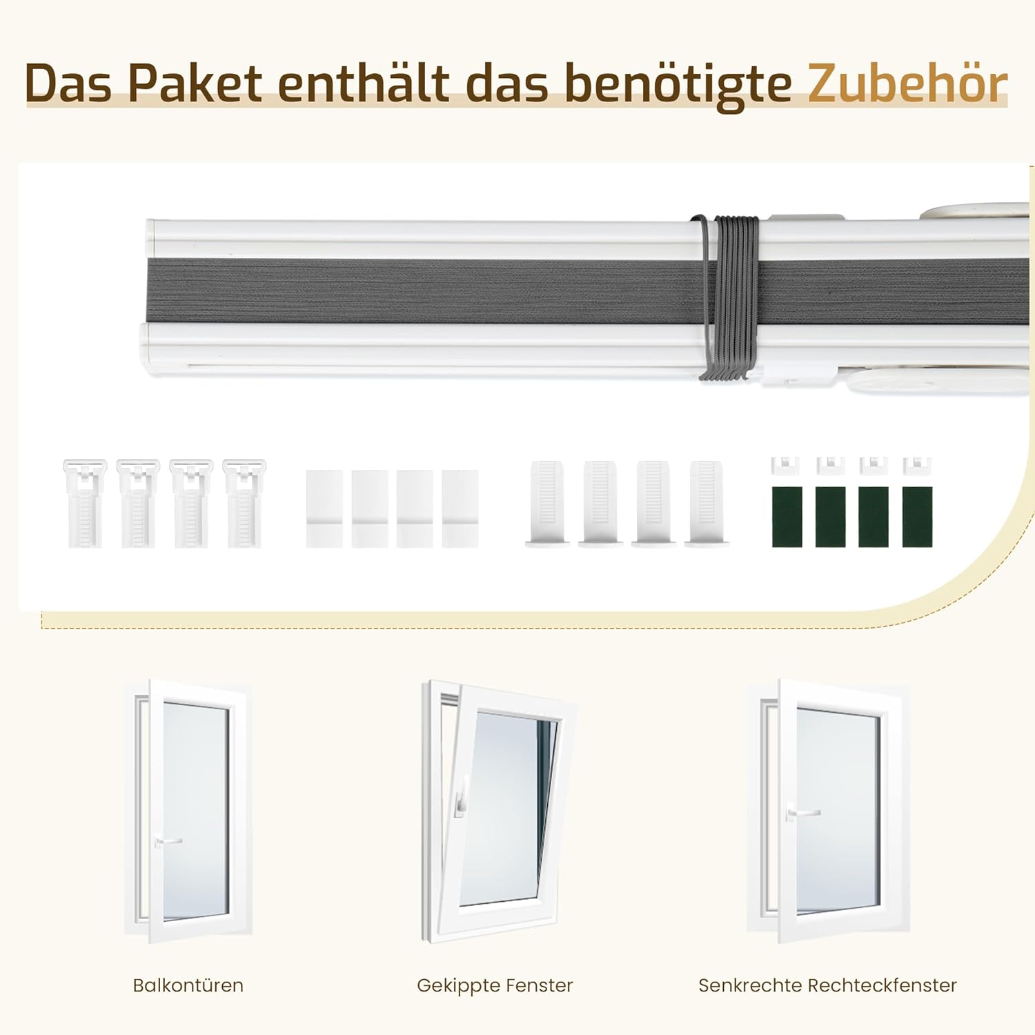 Thumbnail 5 de Grandekor Plissee Klemmfix ohne Bohren Anthrazit 80x130 cm – Fensterplissee für Privatsphäre und Lichtsteuerung