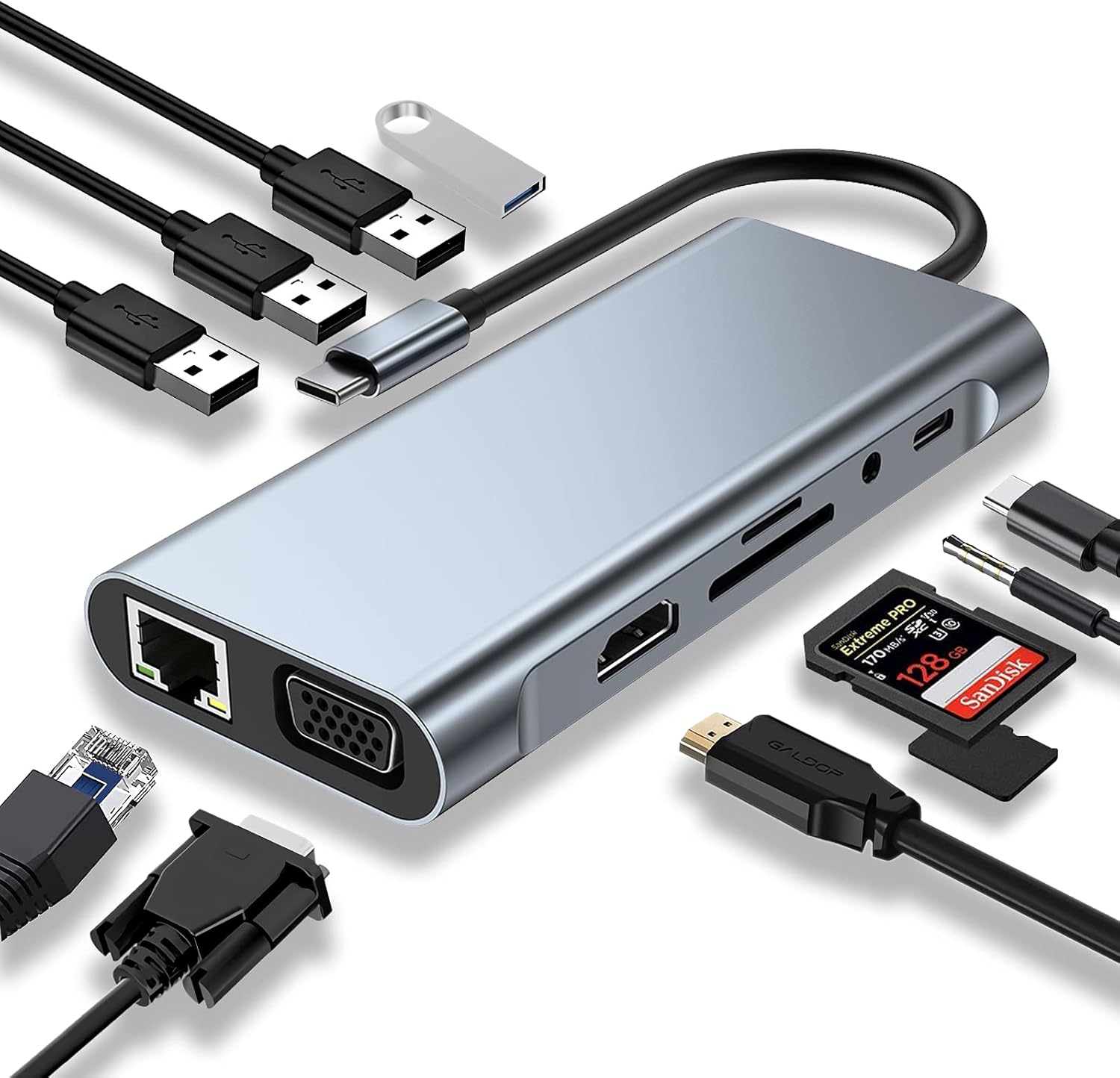 Detalle de USB C HUB 11-in-1 docking station with 4K HDMI 🔌
