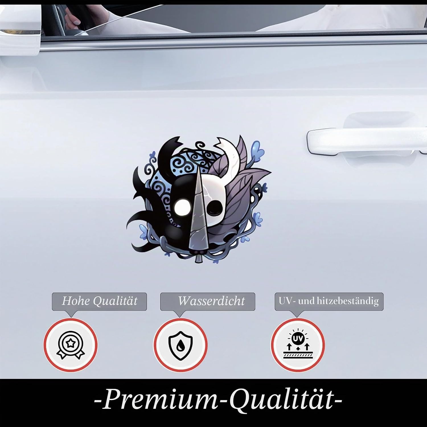 Thumbnail 5 de Hollow Knight Auto Aufkleber bunt PVC – Maske und Waffe Motiv für glatte Oberflächen