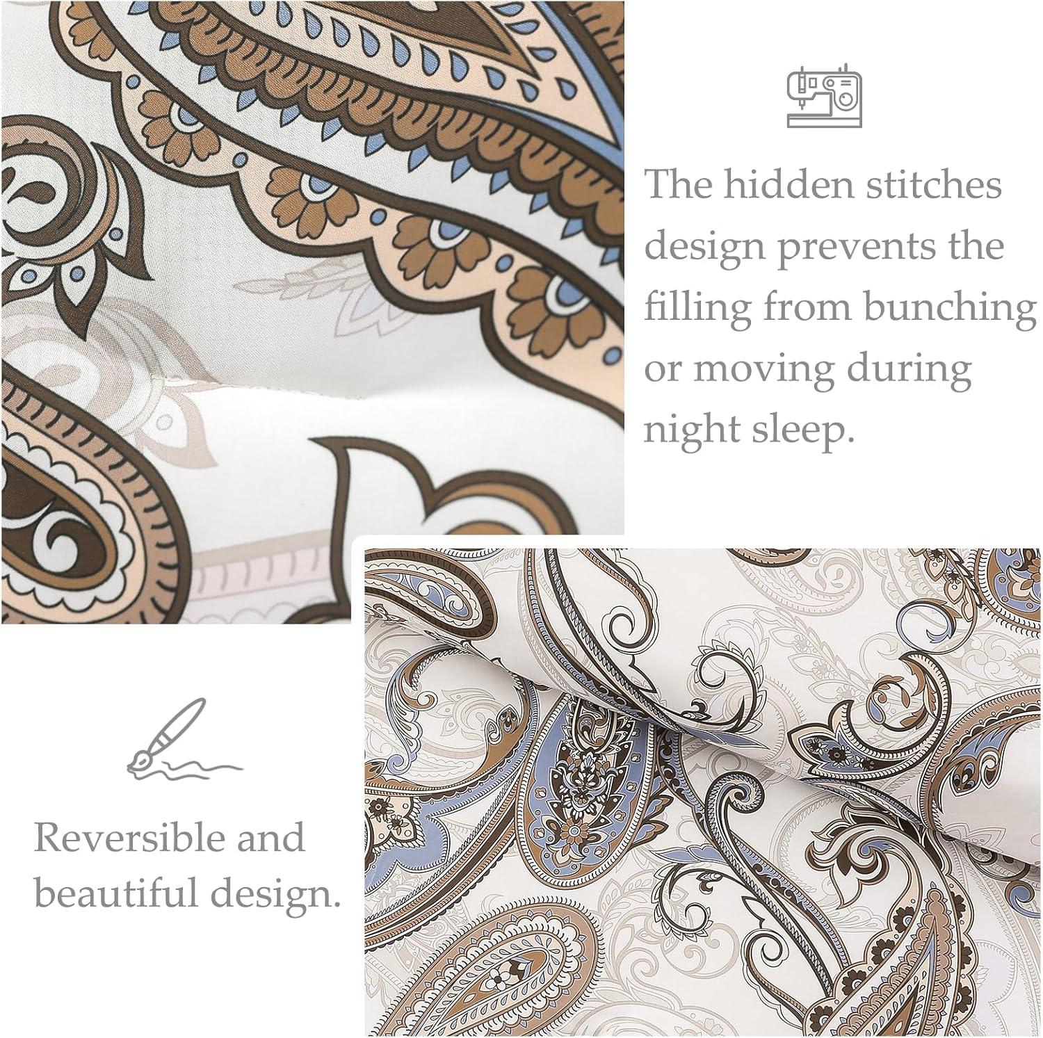 Detalle de Whale Flotilla Coverless King Duvet Set with Patchwork Floral Printed Breathable Comforter