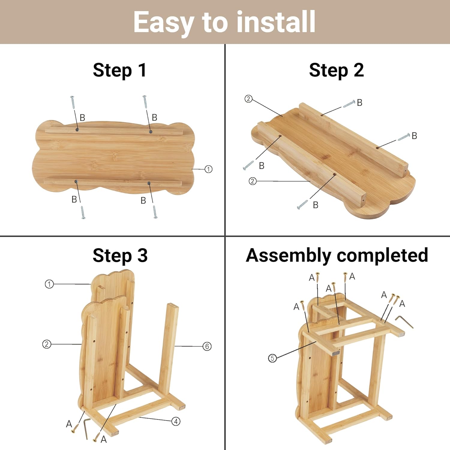 Detalle de COSYLAND Kids Step Stool – Wooden Two-Step Stool (Natural) with 300 lb Capacity
