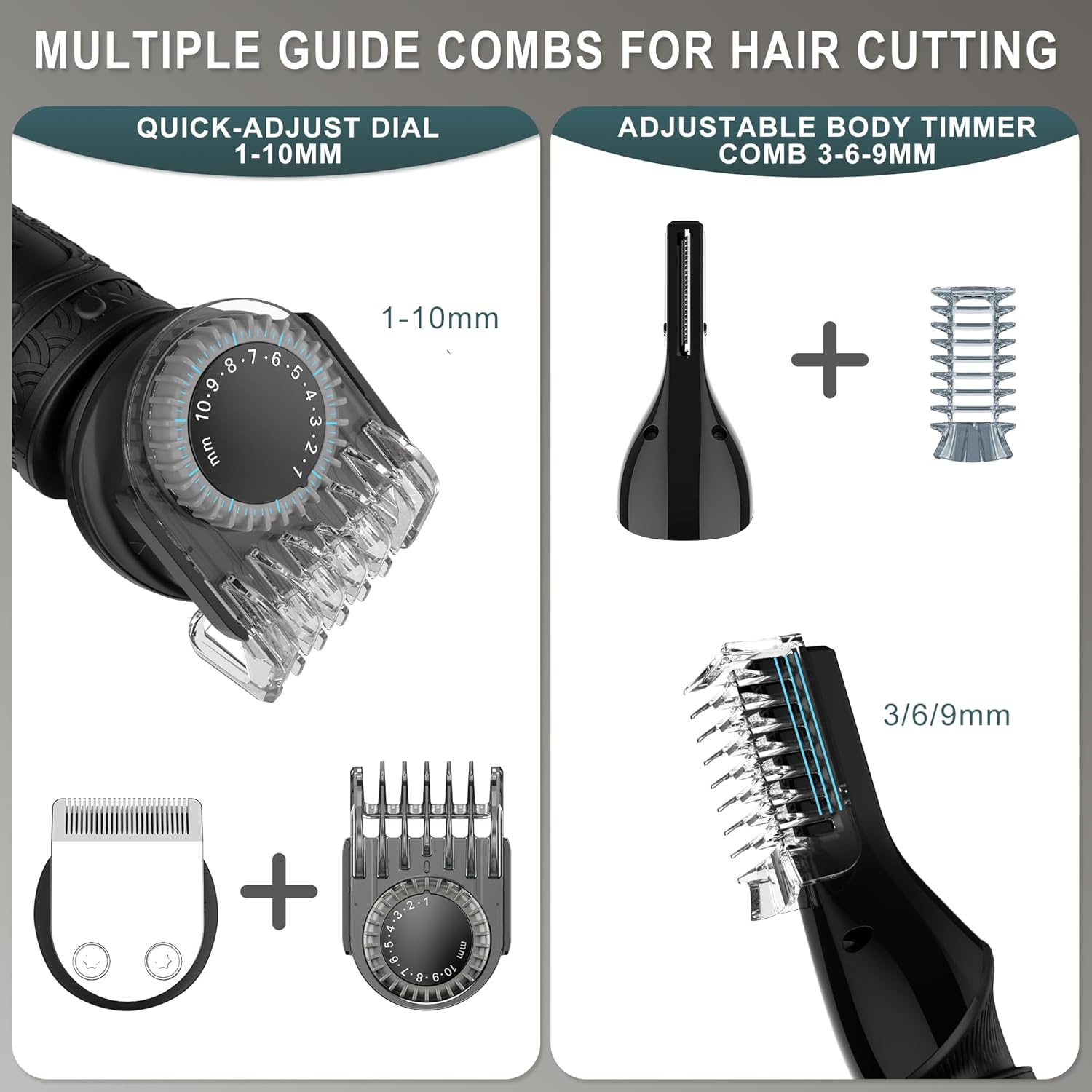Thumbnail 4 de Surker 7 in 1 Beard Trimmer Grooming Kit (T-Blade), cordless electric trimmer with USB charging and LED display