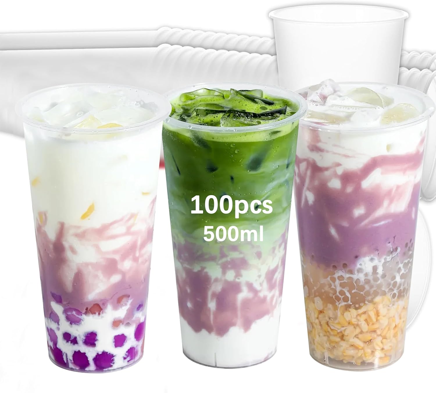 Thumbnail 3 de Xsdgi 50er Set Plastikbecher Mehrweg, matt weiß, Hartplastik Trinkbecher (ca. 500 ml / 17 OZ), spülmaschinenfest