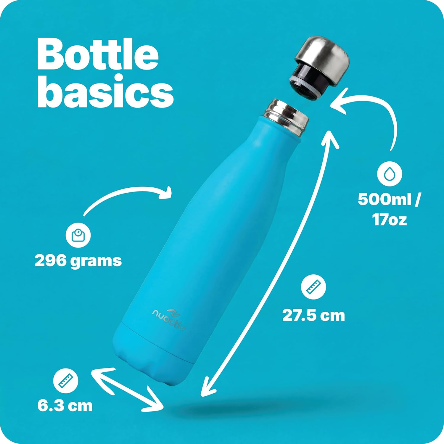 Thumbnail 1 de Nuactiv 500ml Stainless Steel Vacuum Insulated Water Bottle