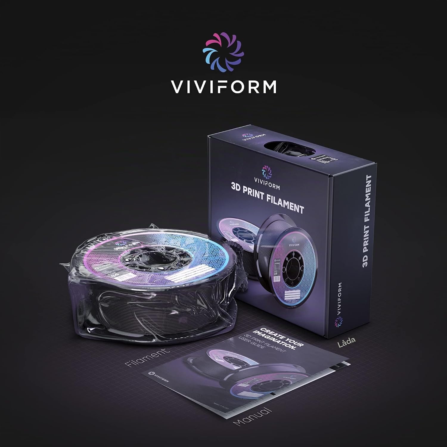 Detalle 1 de Viviform VF-PLA101 PLA+-filament, 1 kg, svart, Ø 1,75 mm