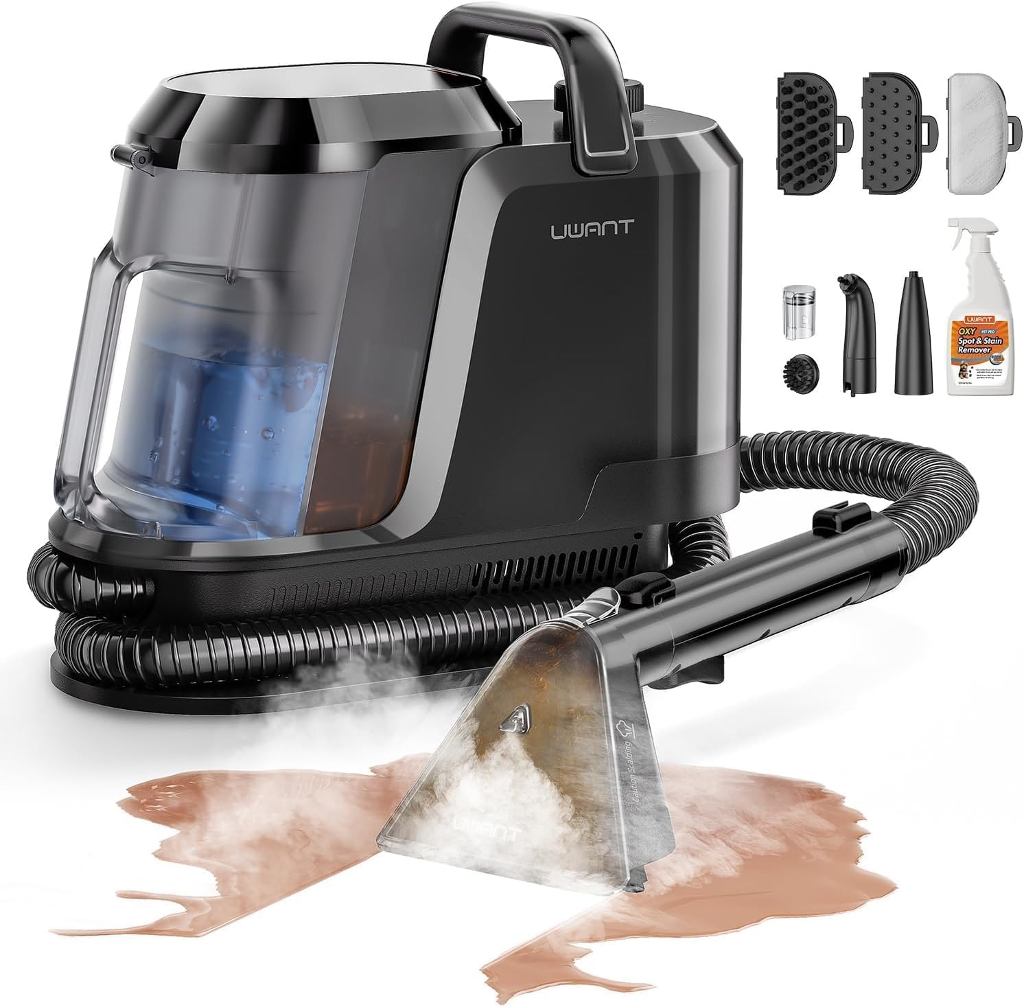 Detalle de uwant Y100 Carpet Cleaner with Steam, Hot and Cold Water Modes, 18 kPa Suction