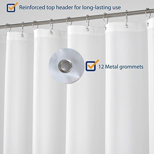 Detalle de N&Y HOME 1 Extra-Long Fabric Shower Curtain Liner, White, 72 x 94 in