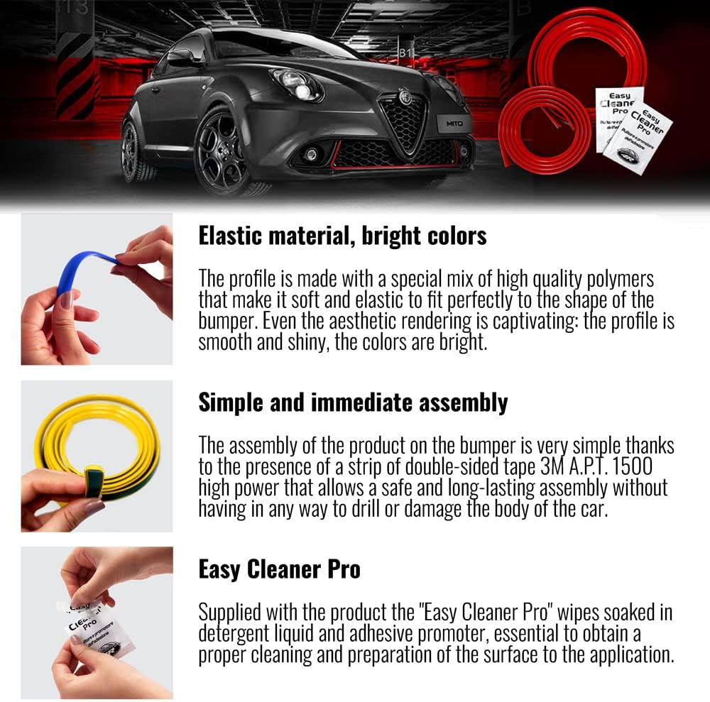 Detalle 2 de Profilo Rosso Adesivo per DAM Paraurti Full Anteriore + Posteriore Alfa Mito