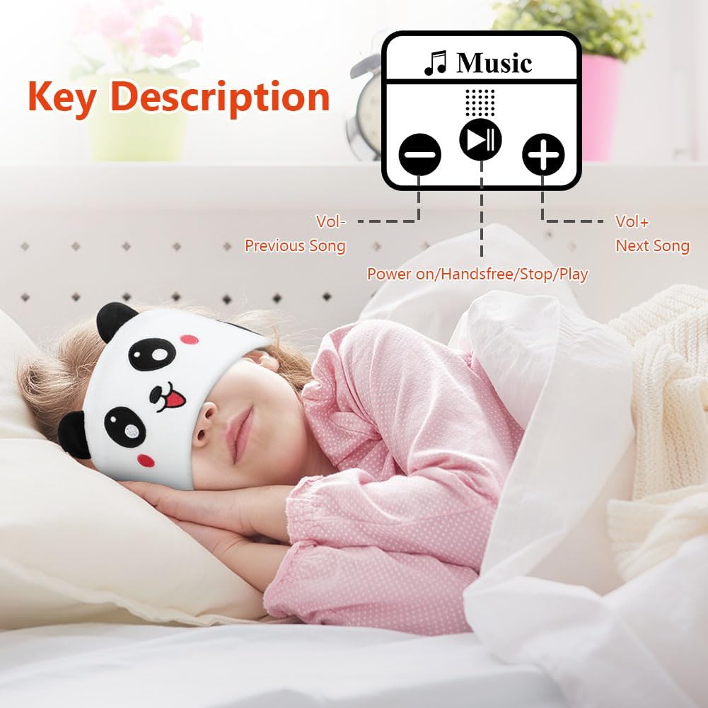 Detalle 2 de OFFCUP Cuffie per Dormire Panda: cuffie over-ear senza fili con maschera integrata per sonno, viaggio e relax