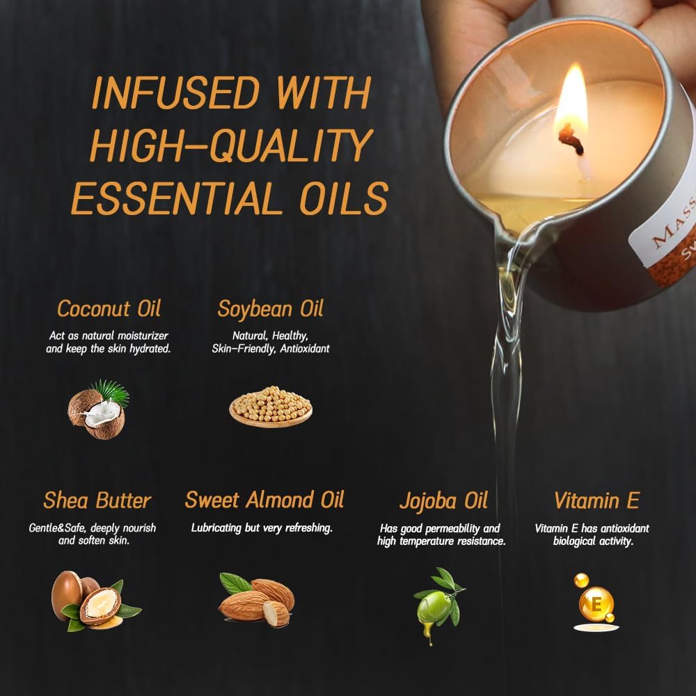 Thumbnail 2 de Massage Oil Candle Low Temp Scented Candle for Body SPA – Vanille, 50 ml – Geschenkset