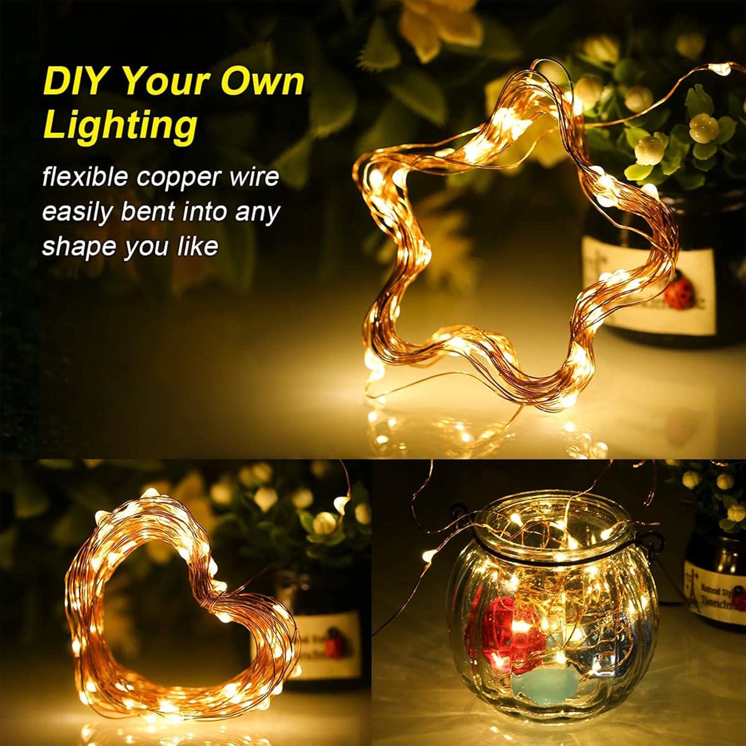 Thumbnail 1 de Lezonic Solar Fairy Lights, 4 Pack – 12 M / 40 Ft Each, 120 LED Copper Wire Outdoor String Lights (Warm White)