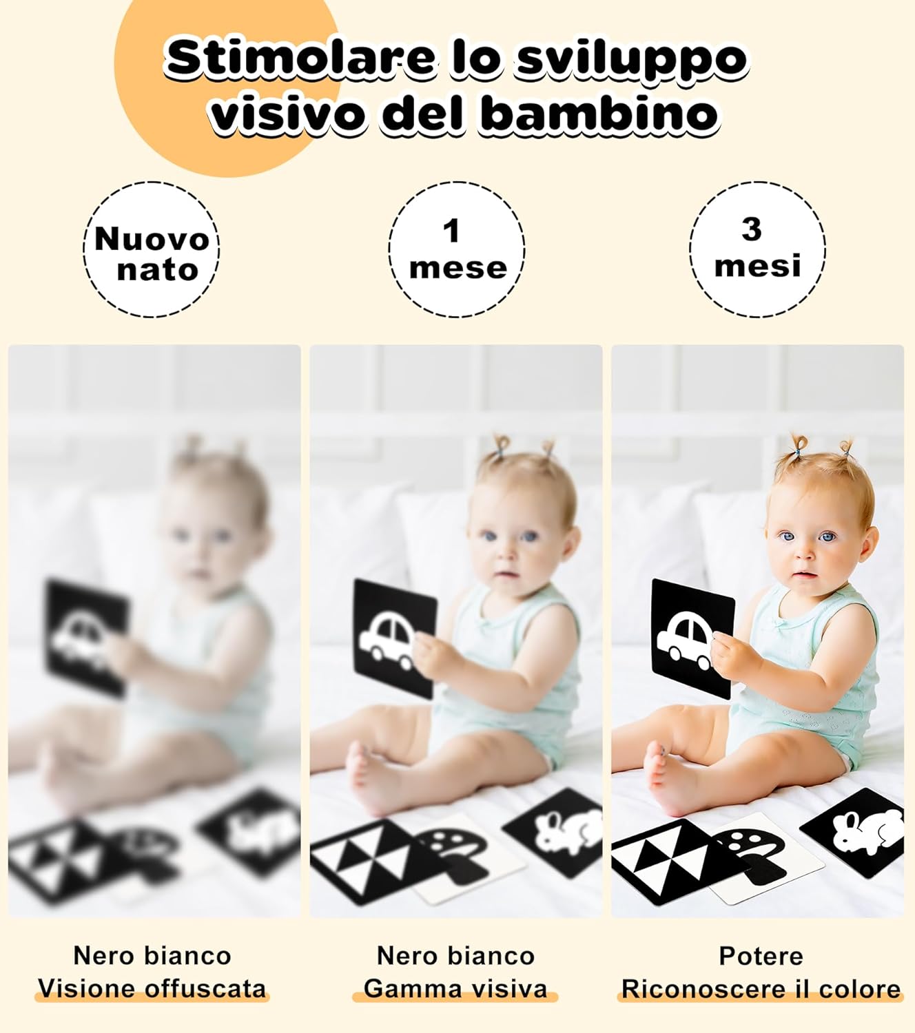Thumbnail 4 de Perbabe Giochi Neonato 31 pz: libro sensoriale, carte bianco/nero e accessori Montessori 0-12 mesi