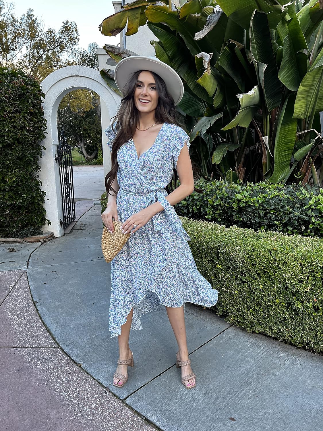 Thumbnail 5 de GRECERELLE Womens Summer Maxi Dress: Boho Floral Wrap Dress with V-Neck