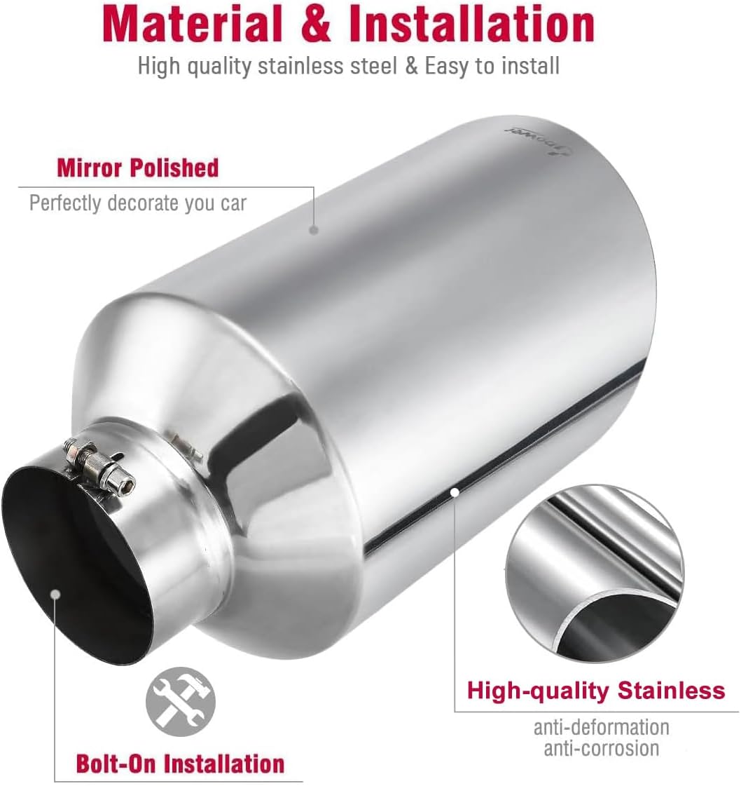 Thumbnail 4 de Upower 5" Inlet to 10" Outlet Exhaust Tip — 18" Stainless Bolt-On Diesel Tailpipe