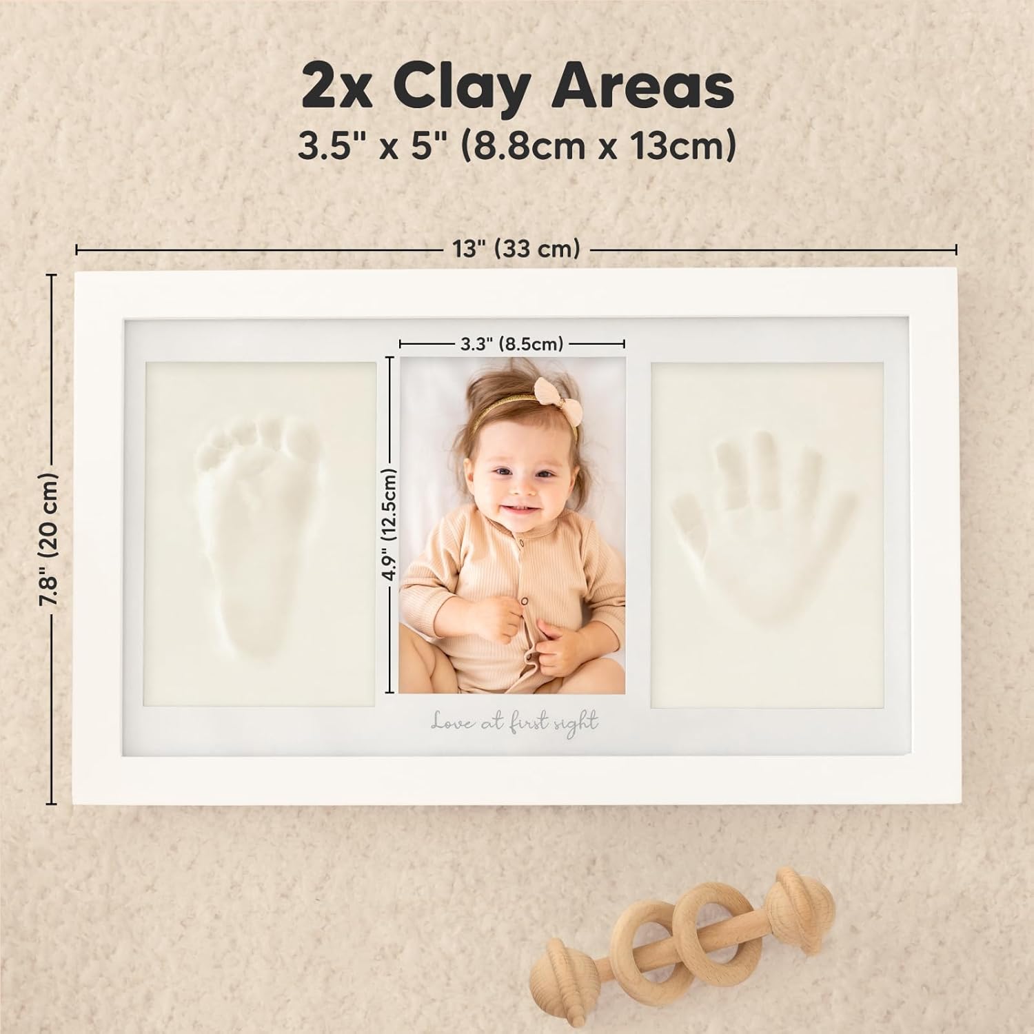 Thumbnail 6 de KeaBabies Baby Hand and Footprint Kit - Clay Keepsake Frame (Alpine White)
