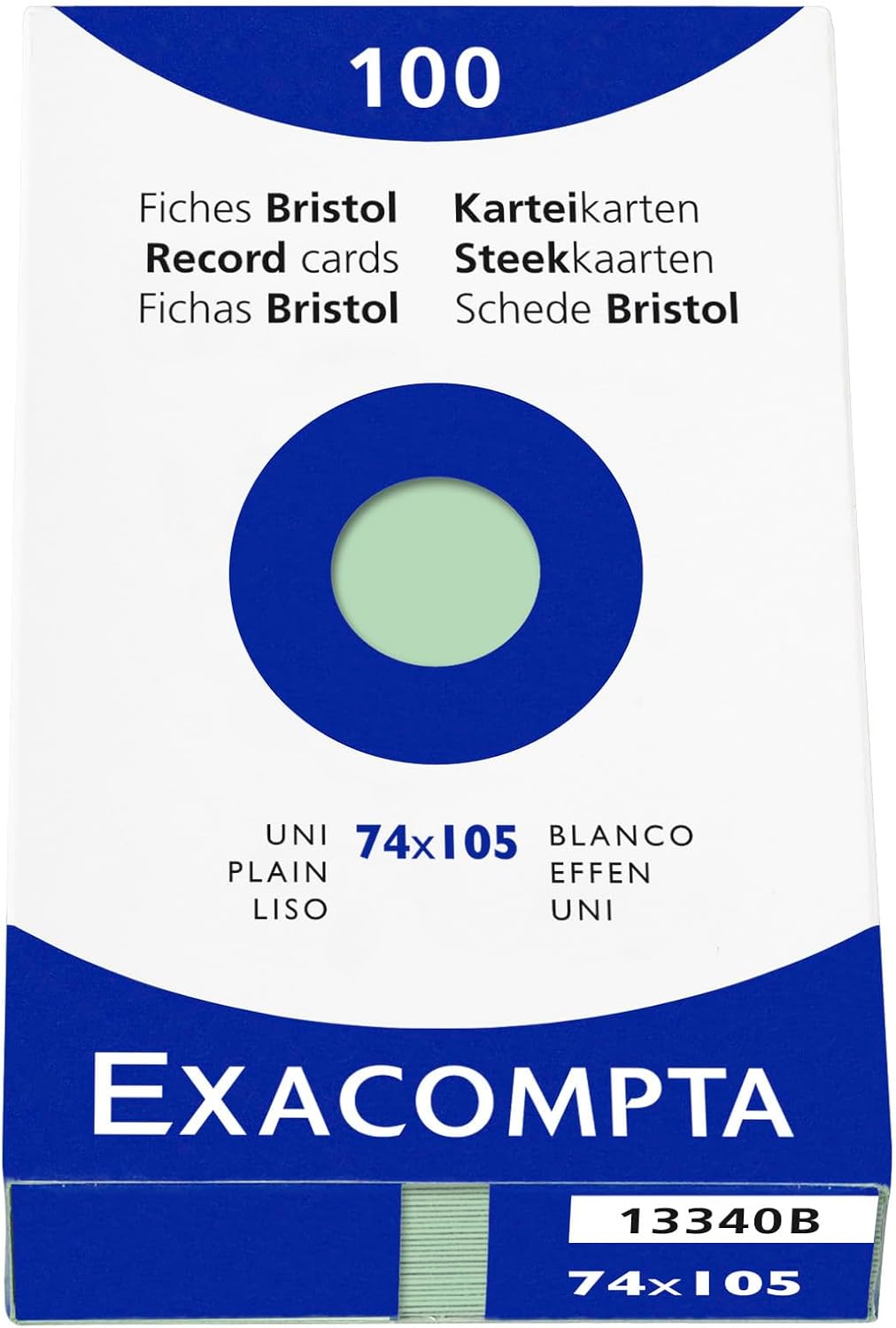 Detalle 2 de Exacompta Étui de 100 fiches bristol uni non perforé 74x105mm Vert