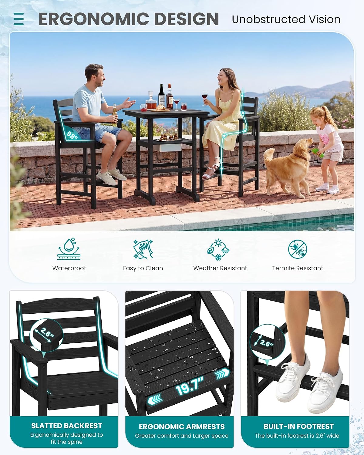 Detalle de SERWALL Outdoor Bar Set, HDPE