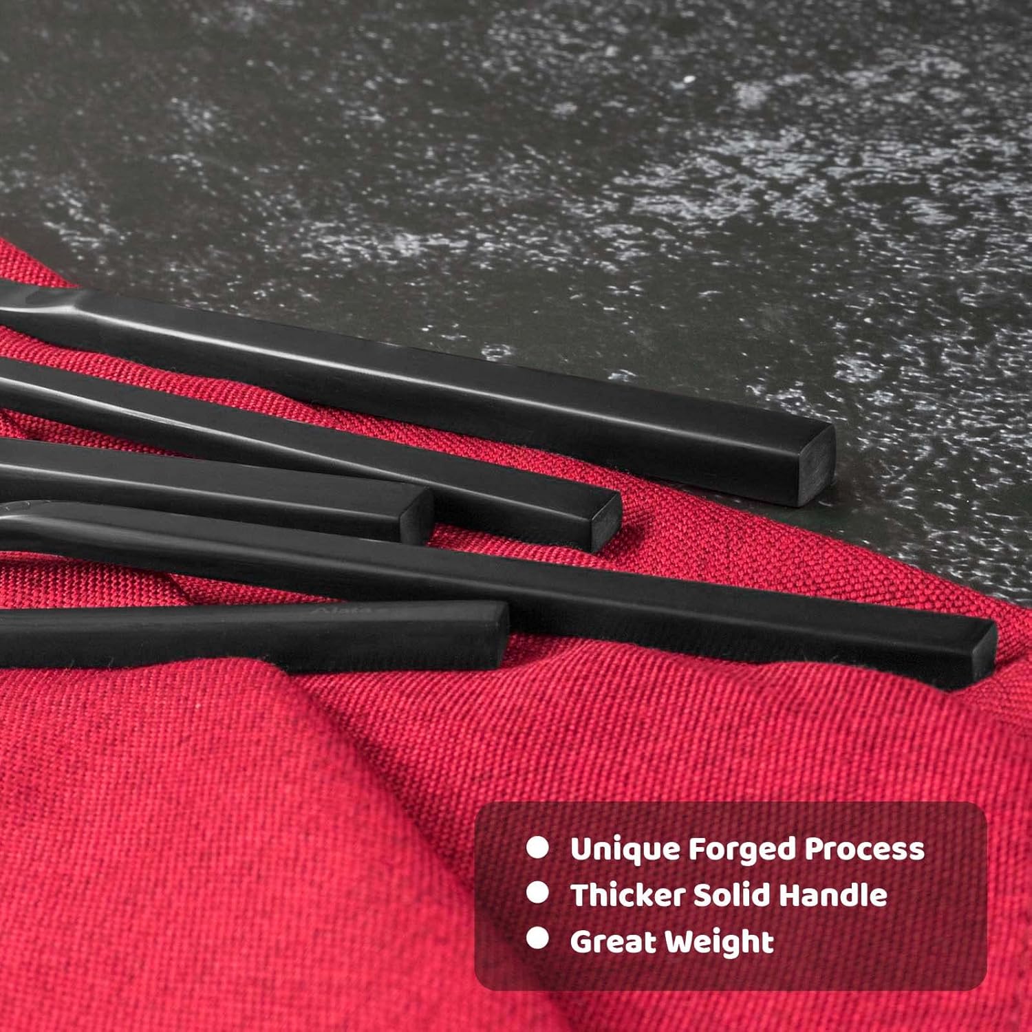 Detalle de Alata Cube 45-Piece Forged Stainless Steel Flatware Set: Service for 8 with Utensil-Serving Pieces