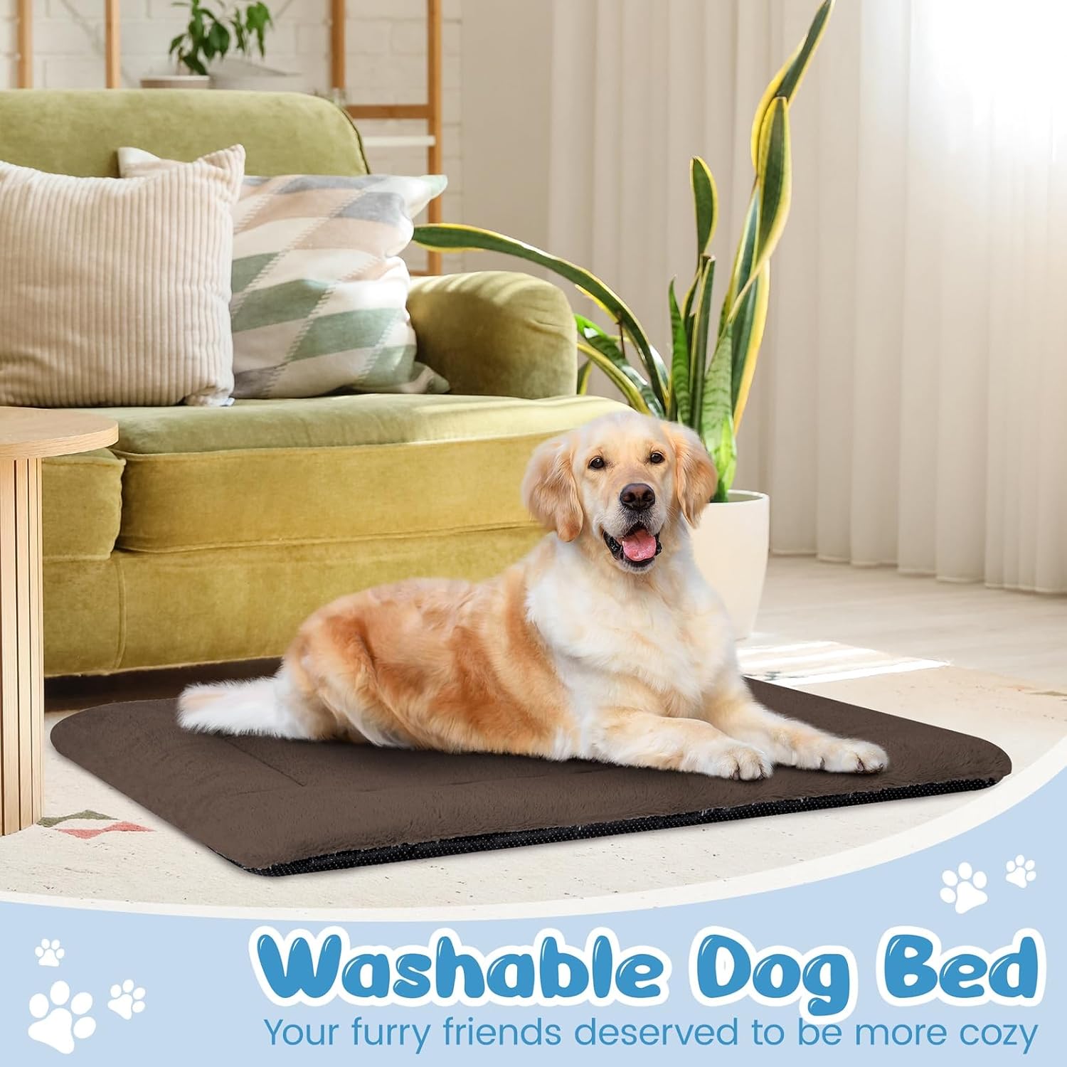 Detalle 2 de Baodan Washable XXL Dog Bed for Large Dogs (122x75 cm) – Soft, Anti-Slip Crate Mat