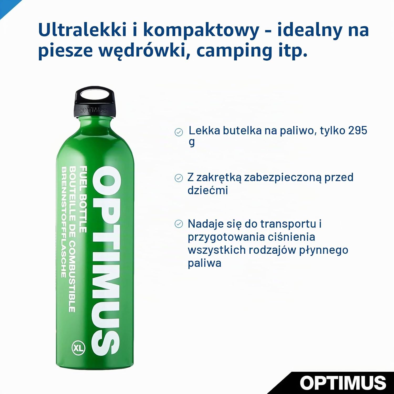 Detalle 2 de Optimus Brennstoffflasche Xl – aluminiowa butelka na paliwo 1,5 l z zabezpieczeniem dziecięcym