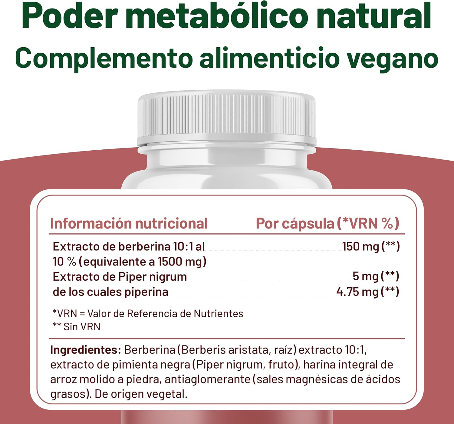 Detalle 2 de Berberina Alta Potencia 1500 mg cápsulas