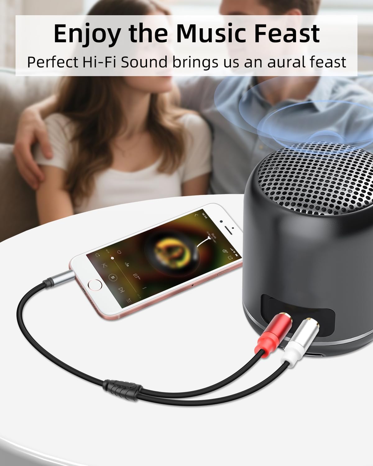 Thumbnail 4 de RIIEYOCA 3.5mm to 2 RCA audio cable 1 ft