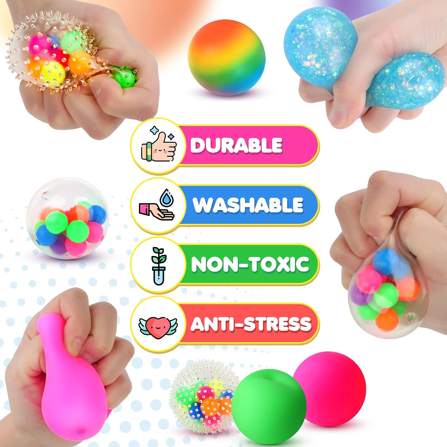 Thumbnail 4 de 6 Set Squishy Sensory Stress Balls for Adults: Calming Fidget Toys to Relieve Anxiety and Improve Focus