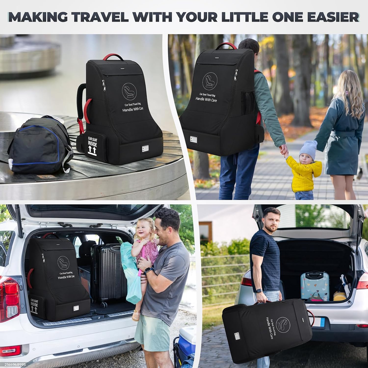 Thumbnail 6 de RAINSMORE Car Seat Travel Bag Backpack — Padded, Water‑Resistant