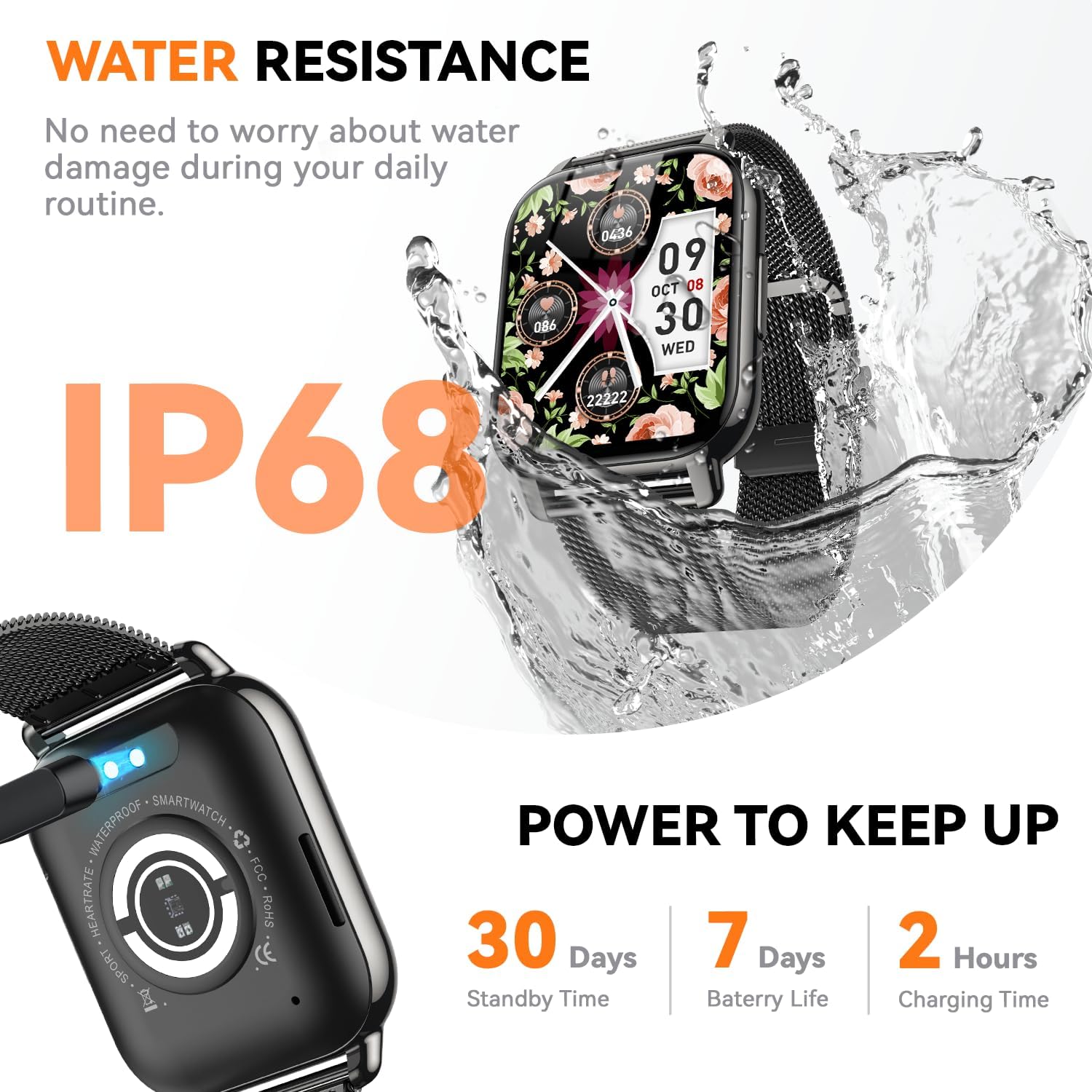 Thumbnail 6 de Smart Watch for Women and Men with 1.85" HD Screen, 112 Sports Modes, IP68 Waterproof, Bluetooth Calling