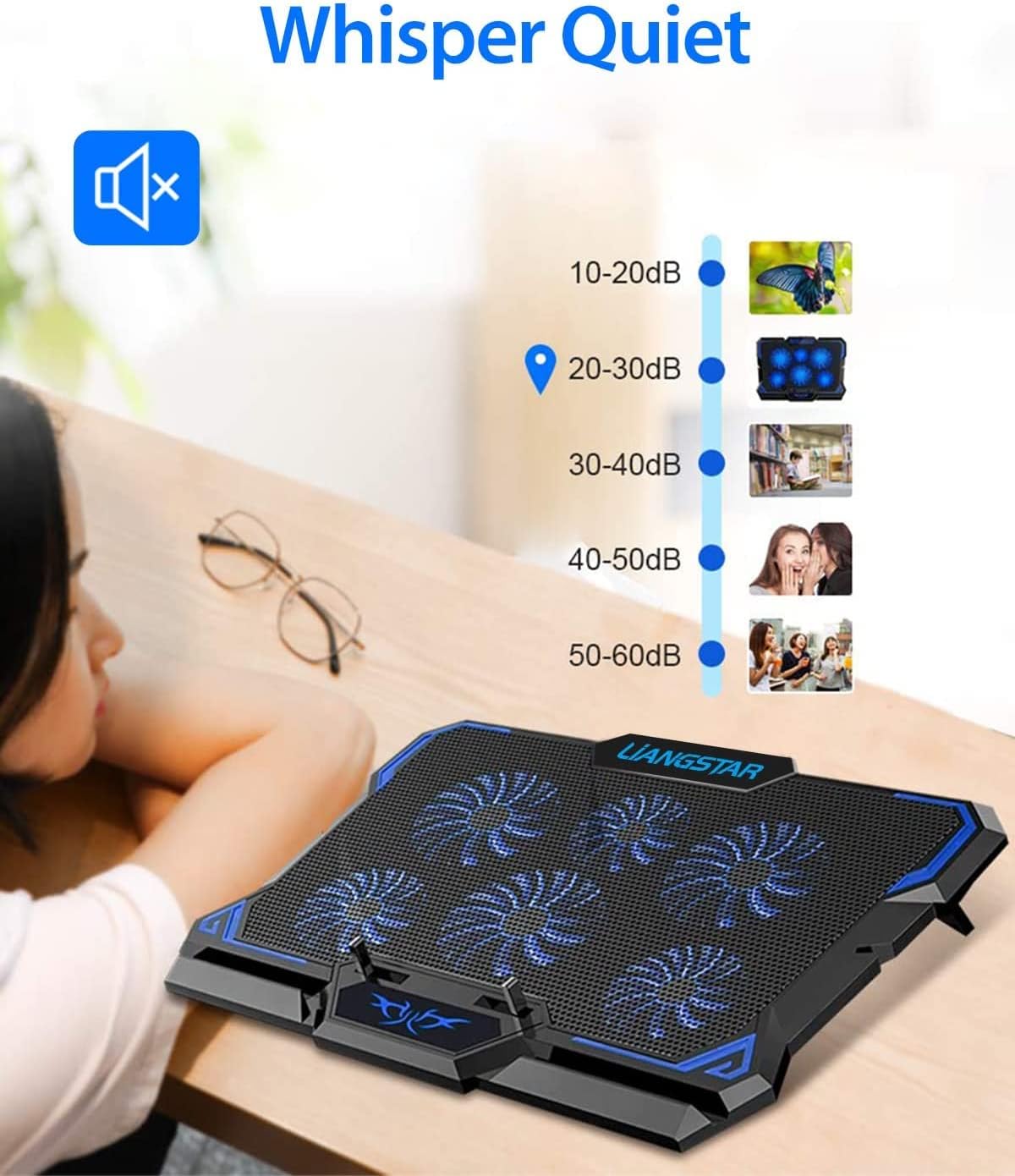 Detalle 2 de 6-Fan Laptop Cooling Pad for 17 Inch