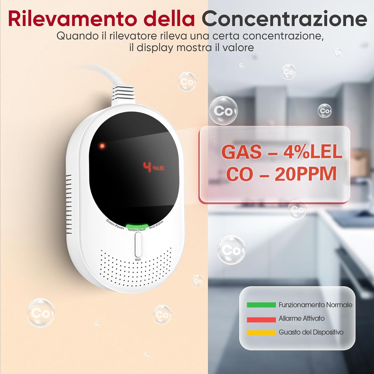 Thumbnail 4 de PHYSEN Rilevatore Gas e CO WiFi 85 dB 📟