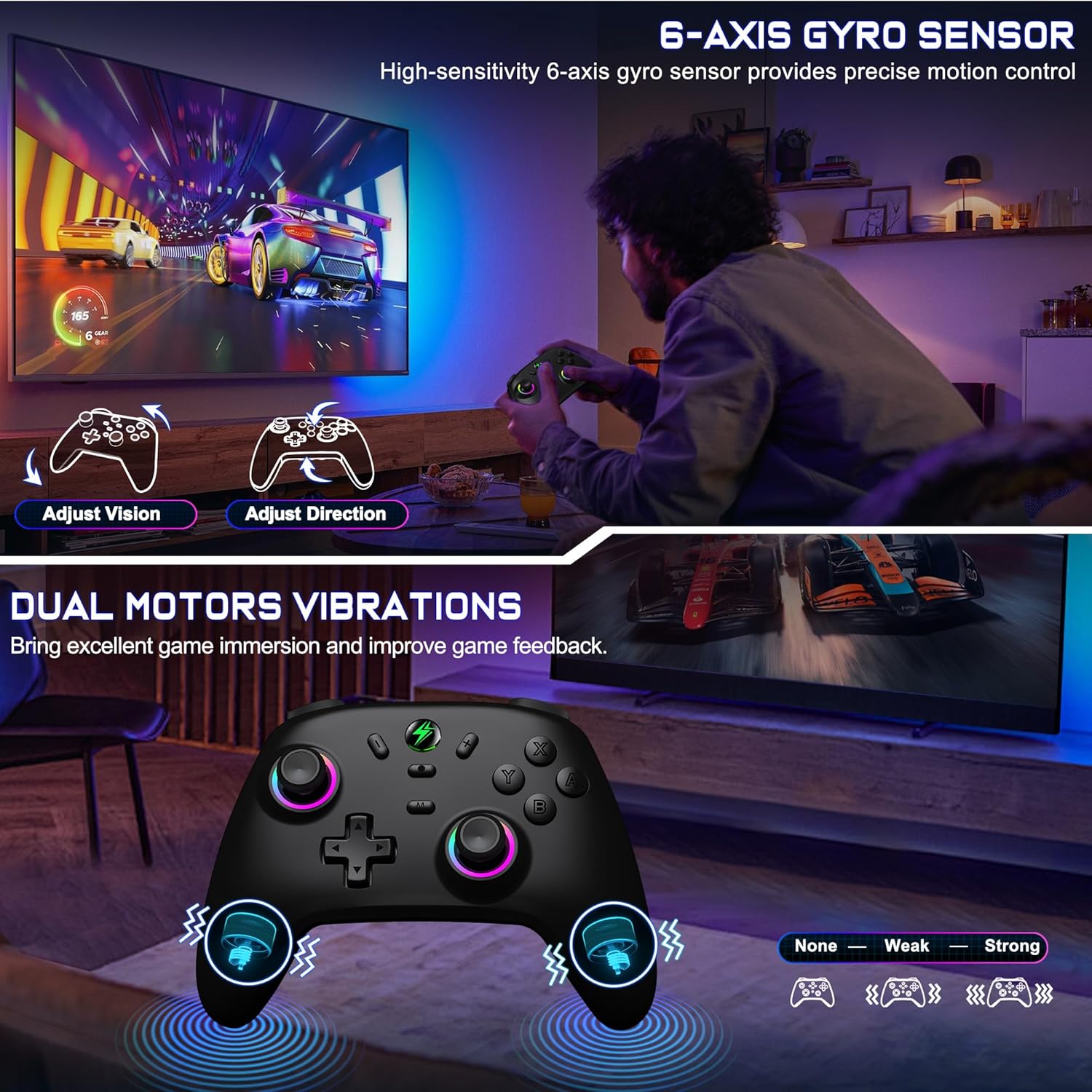 Thumbnail 4 de BEBONCOOL Gaming Switch Controller – Pro-Controller mit Hall-Joystick, Turbo, Gyro & dynamischer Beleuchtung