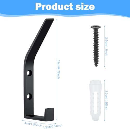 Thumbnail 1 de Kssvzz 6 Stück Kleiderhaken für Akustikpaneele – Doppelhaken aus Aluminium, Schwarz, 13 mm
