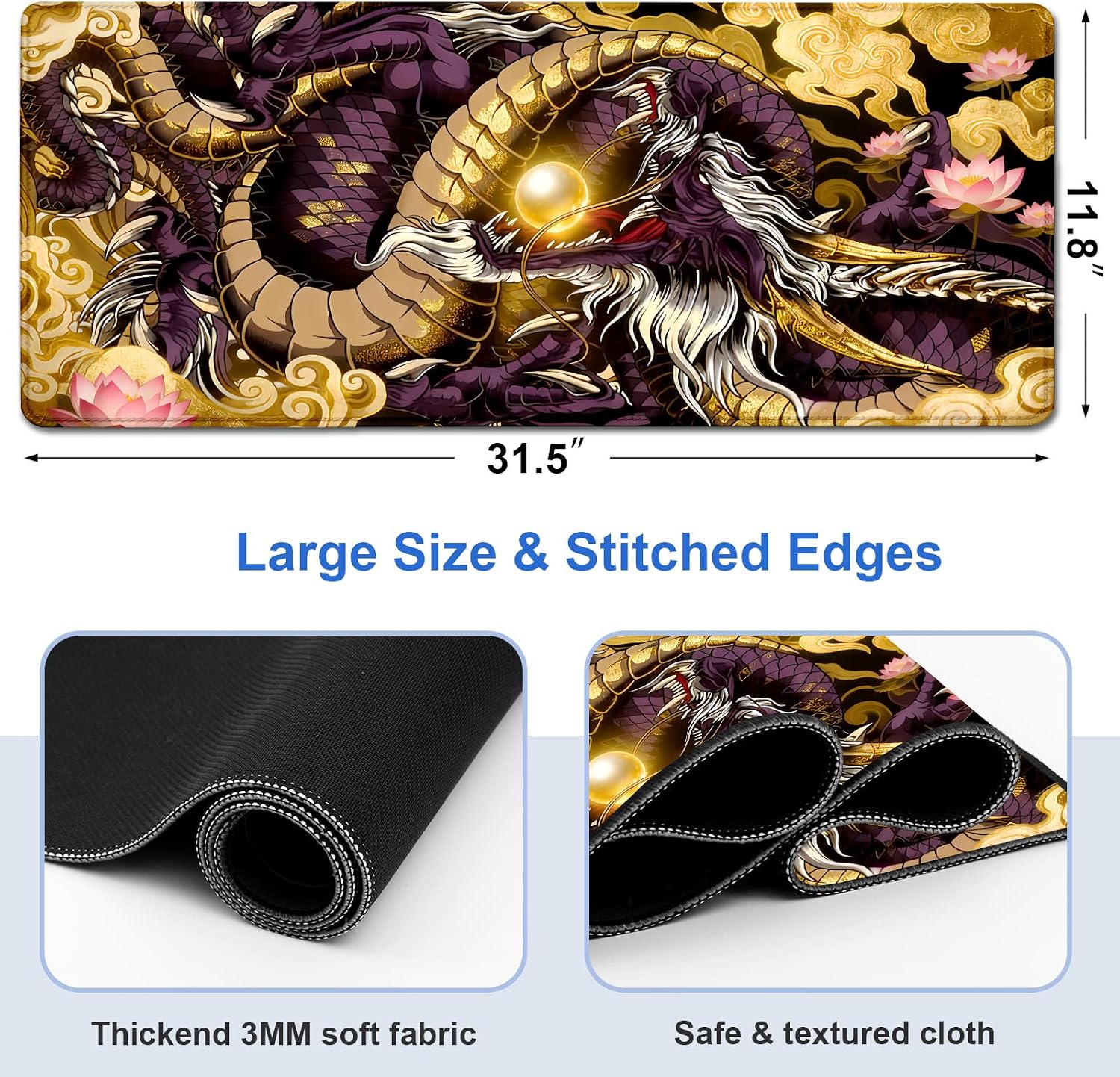 Detalle 2 de Anime Dragon Desk Mat 31.5 x 11.8 Inches