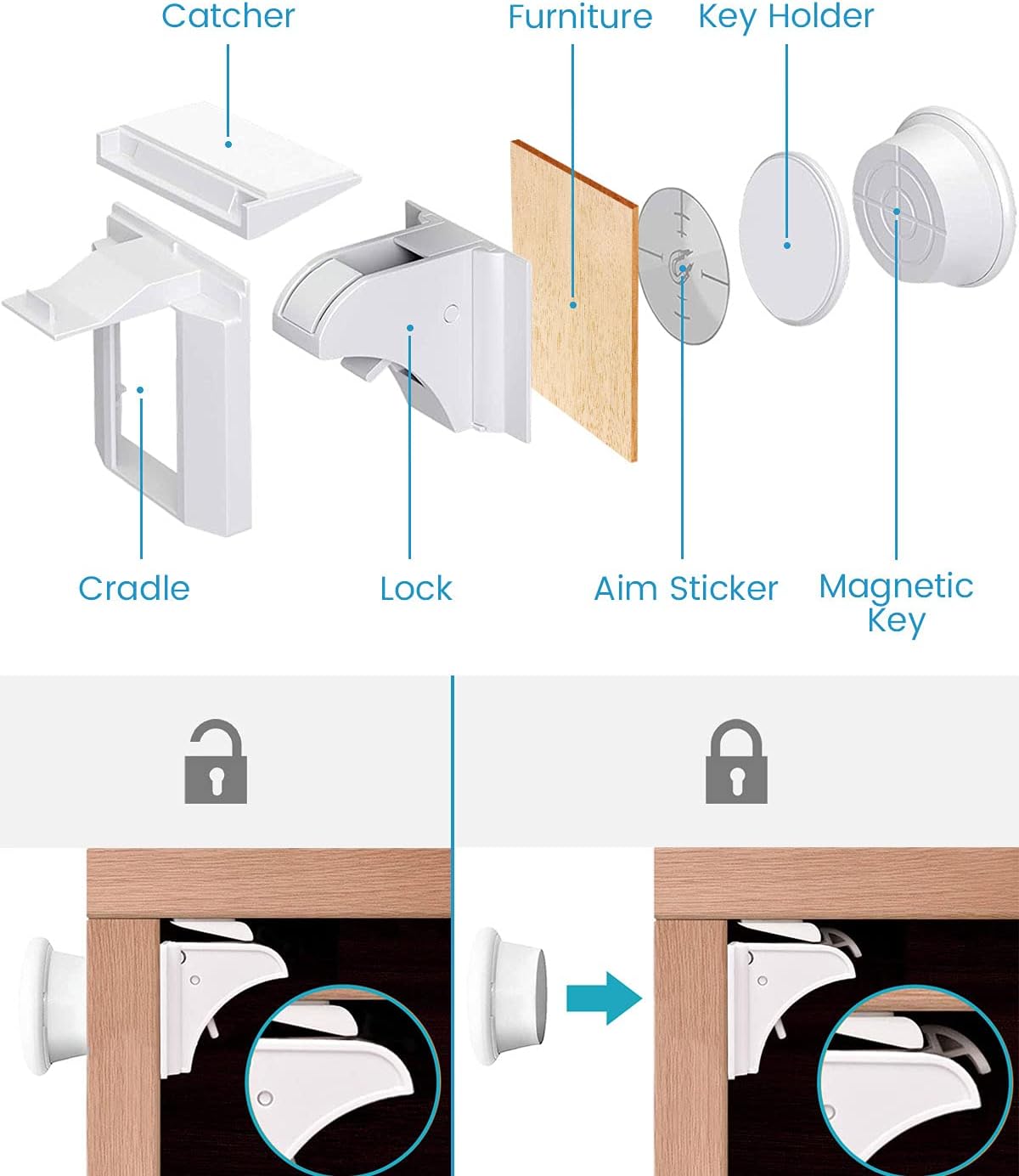 Thumbnail 1 de Trongle child locks 8-pack magnetic
