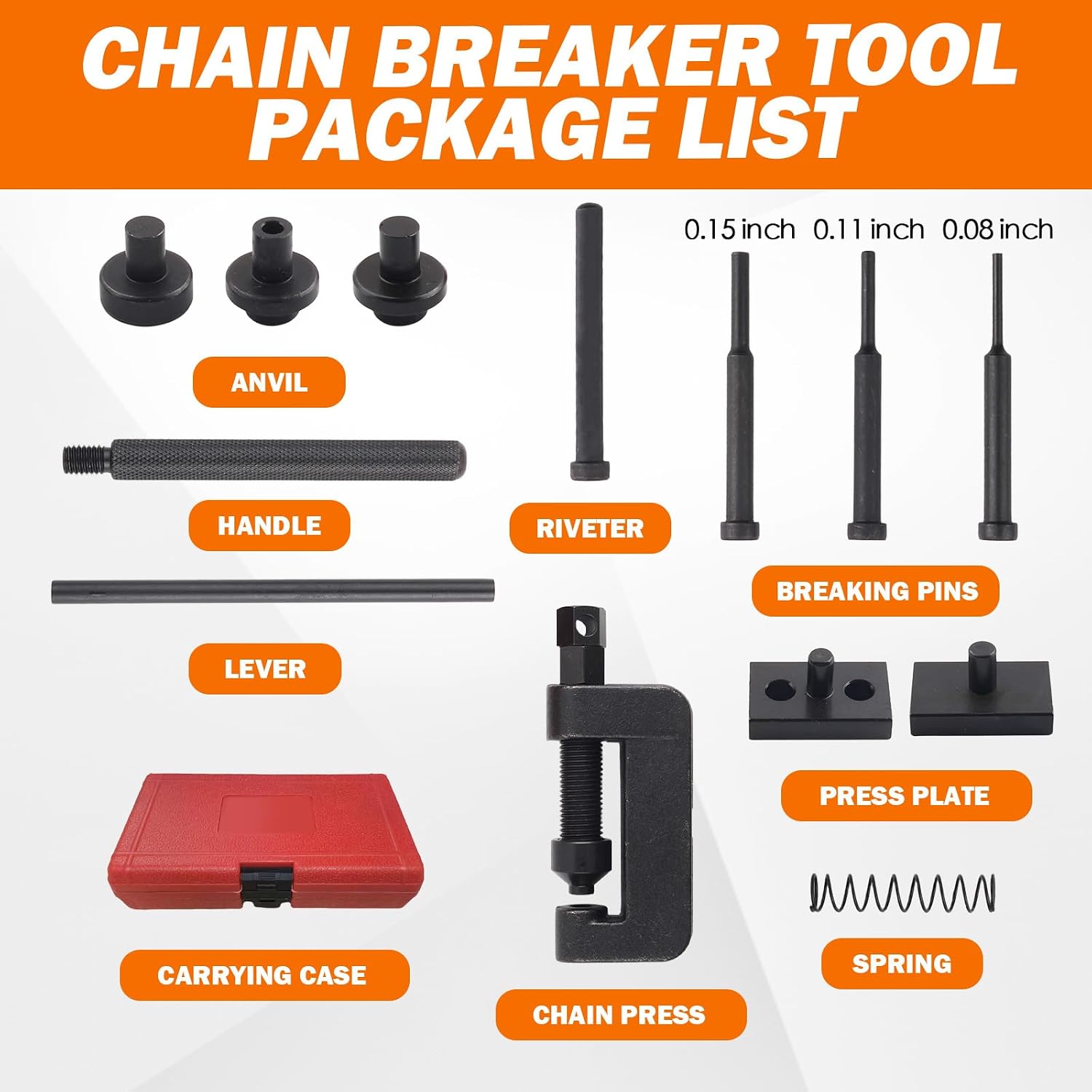 Detalle de Motorcycle chain breaker tool set with three pin sizes