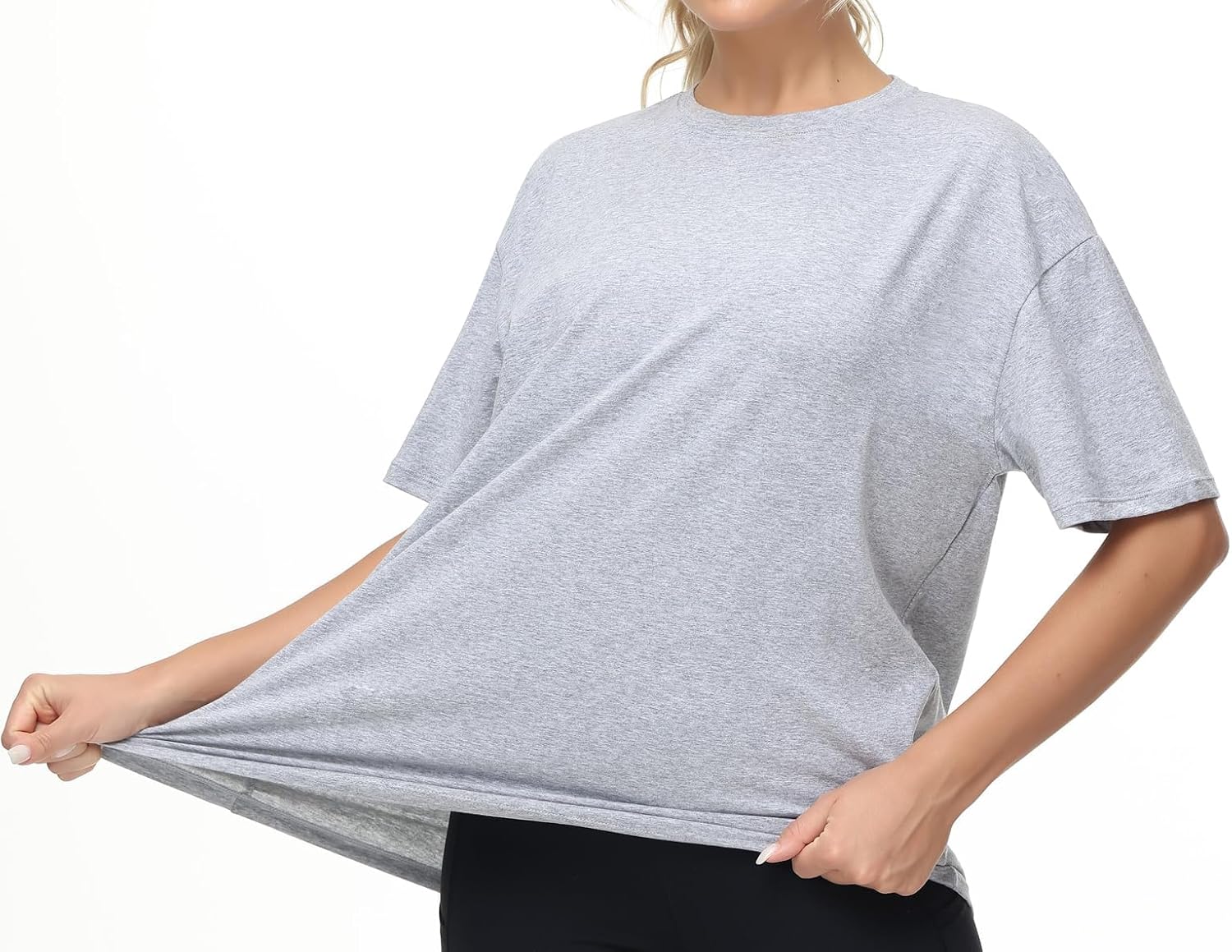 Detalle 2 de THE GYM PEOPLE Damen T-Shirt mit Rundhalsausschnitt – kurzarm, lockere Passform