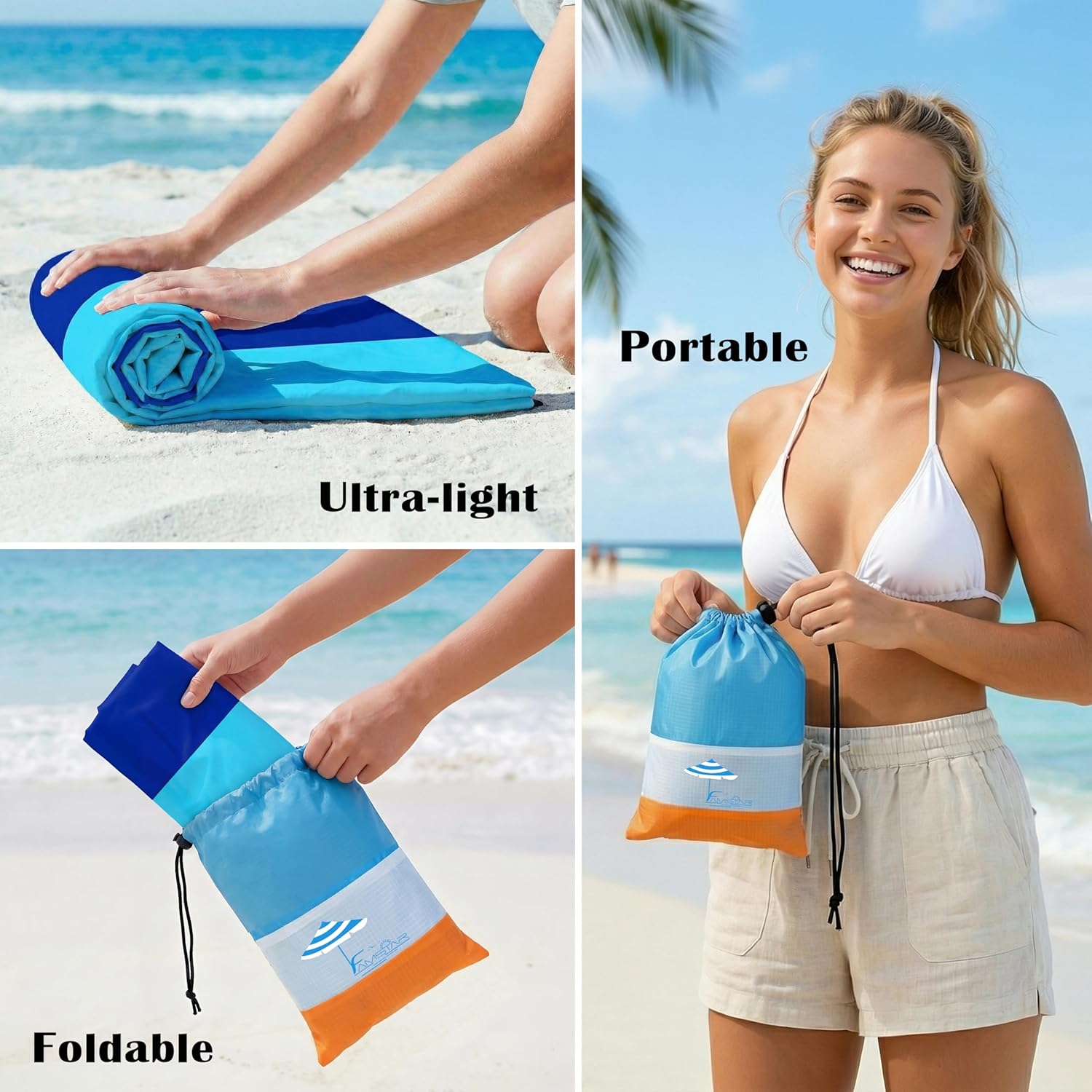 Thumbnail 6 de Famstar Beach Blanket Oversized Extra Large 78"×81" (10'×9'), Waterproof & Sandproof