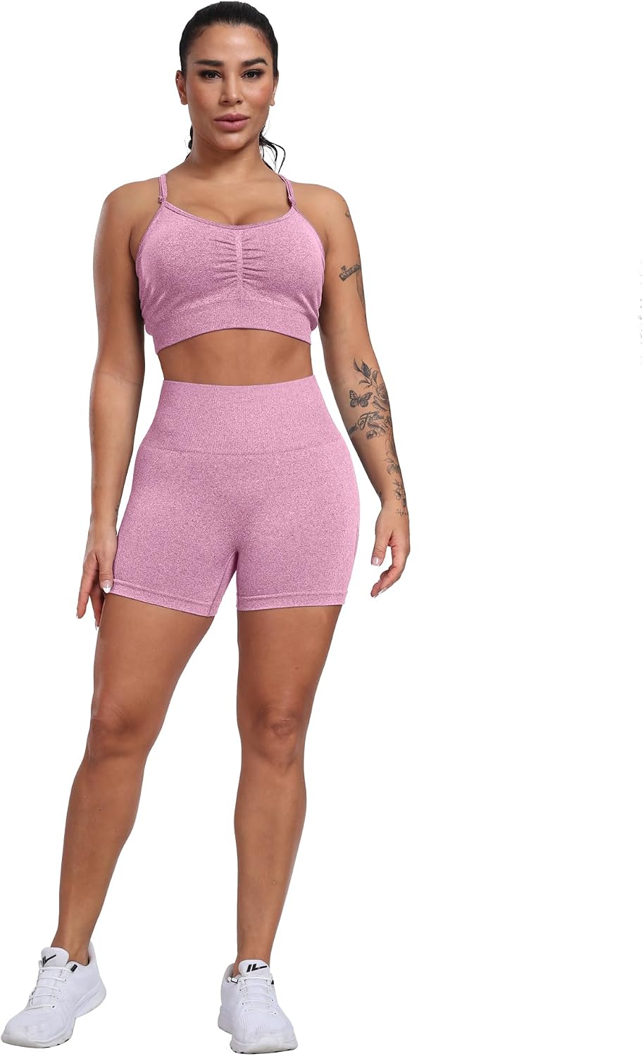 Detalle de CHRLEISURE Women’s 4-Pack Workout Gym Shorts (High-Waisted, Seamless Scrunch & Butt Lifting)