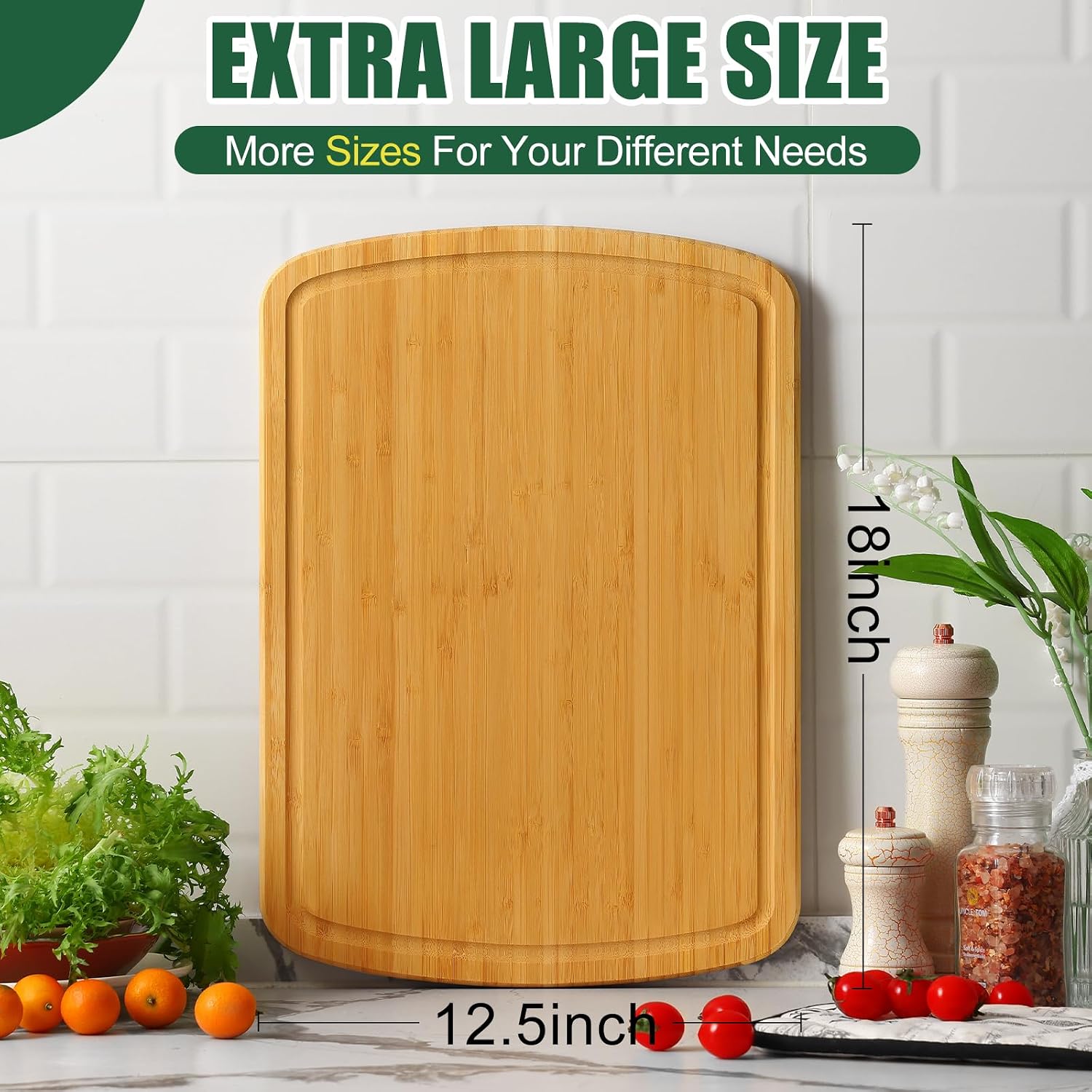 Detalle 2 de Homaxy Extra Large Bamboo Cutting Board 18x12.5" 📋